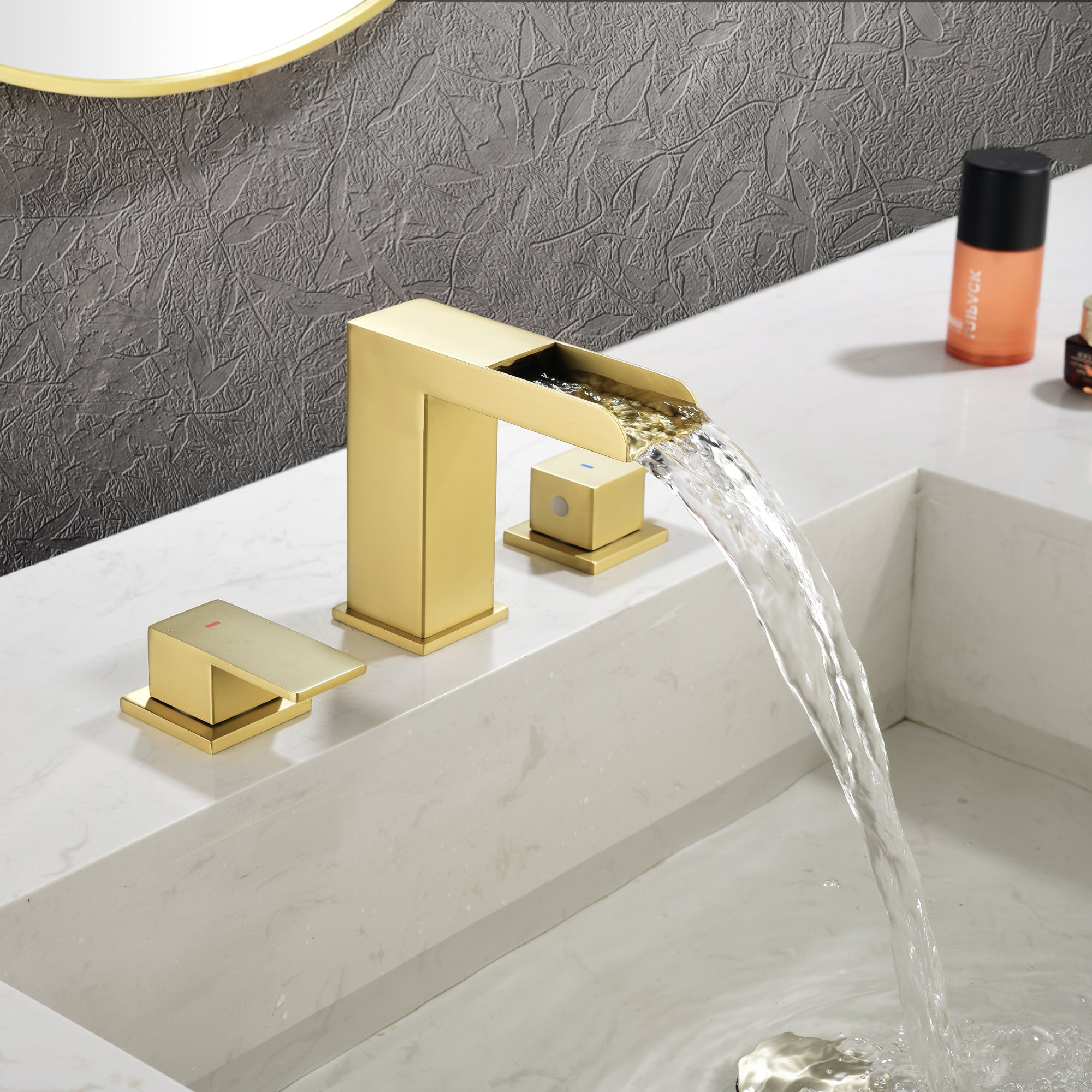 Double Handle Bathroom Sink Faucet with ABS Drain, Hot & Cold Water Control, 1.2 GPM