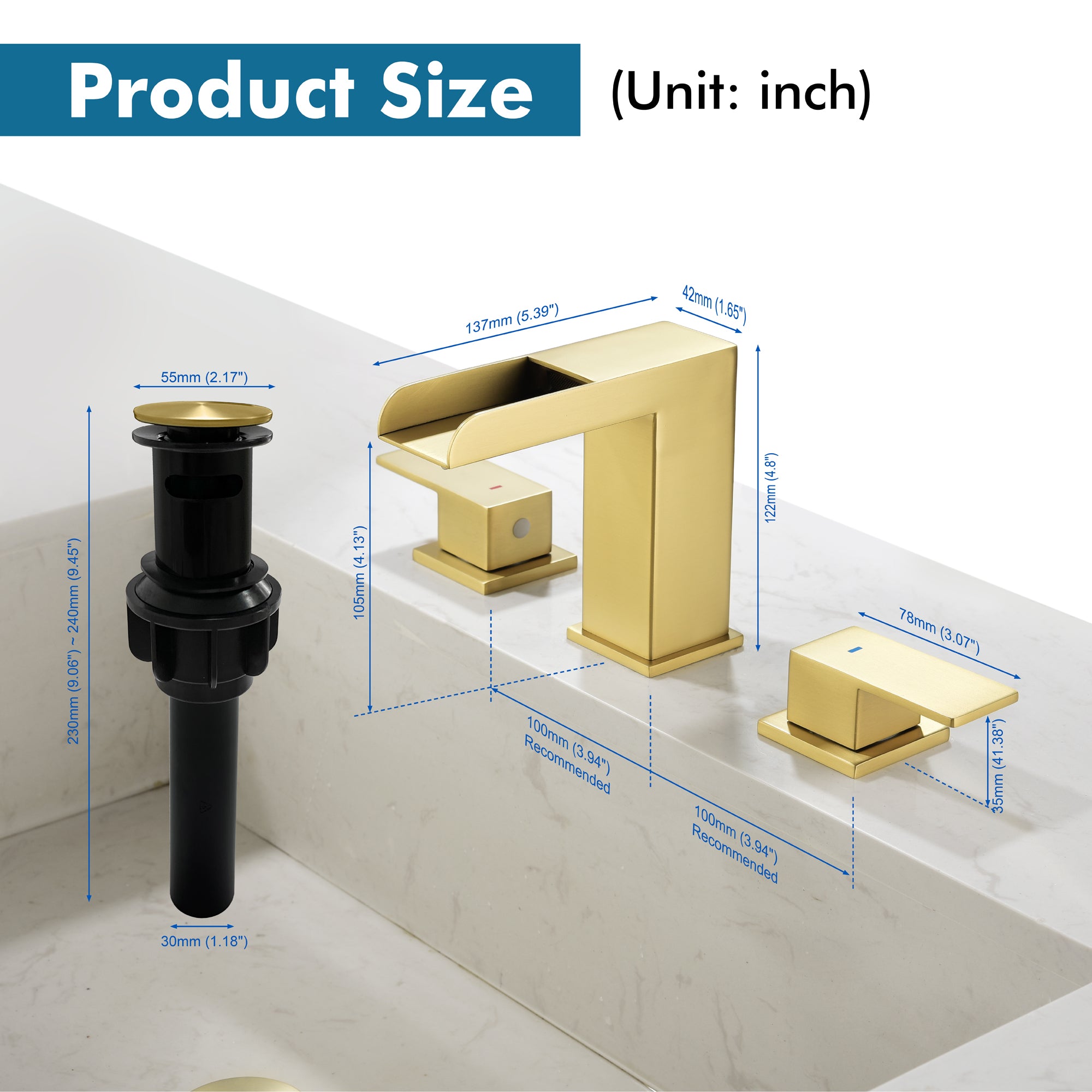 Double Handle Bathroom Sink Faucet with ABS Drain, Hot & Cold Water Control, 1.2 GPM