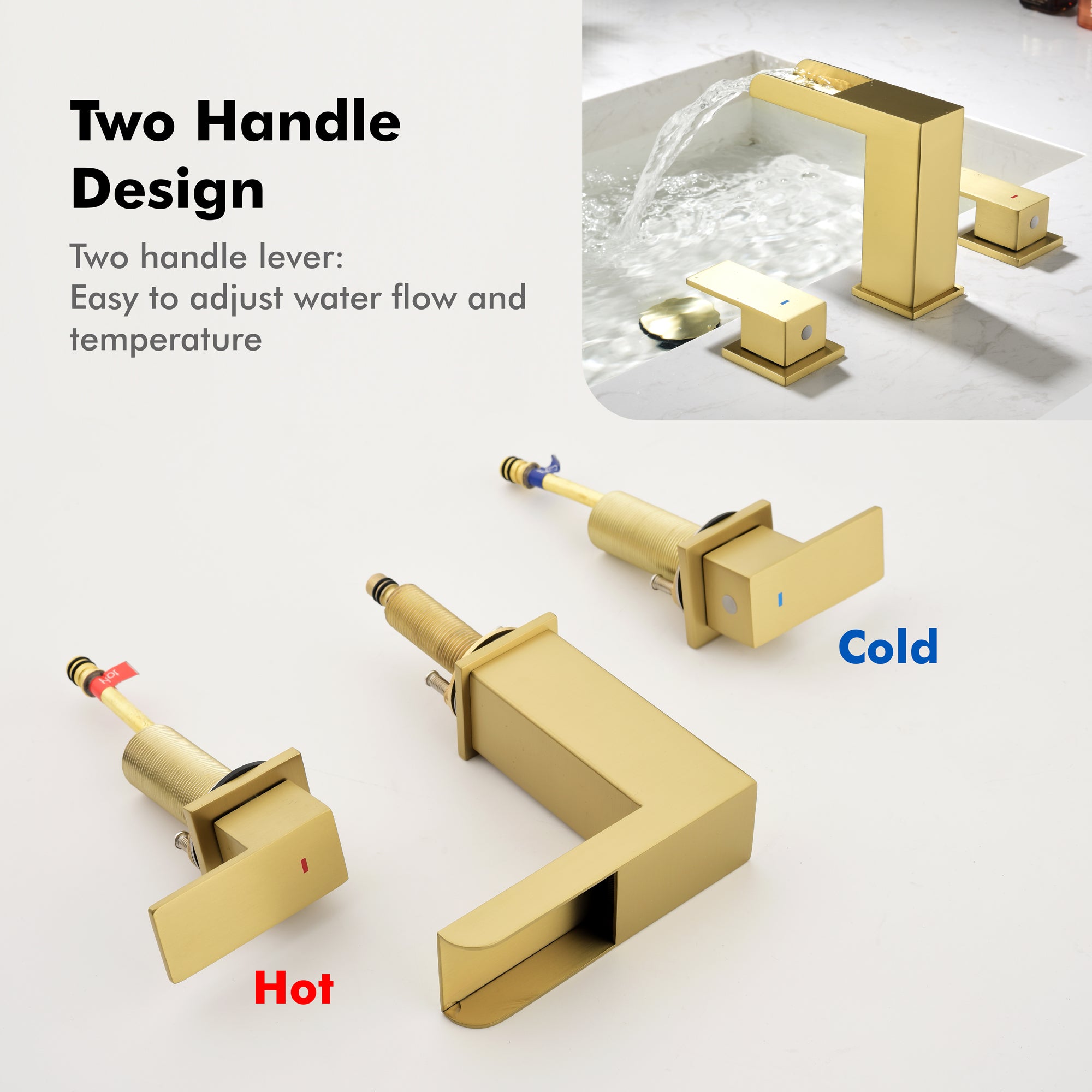Double Handle Bathroom Sink Faucet with ABS Drain, Hot & Cold Water Control, 1.2 GPM