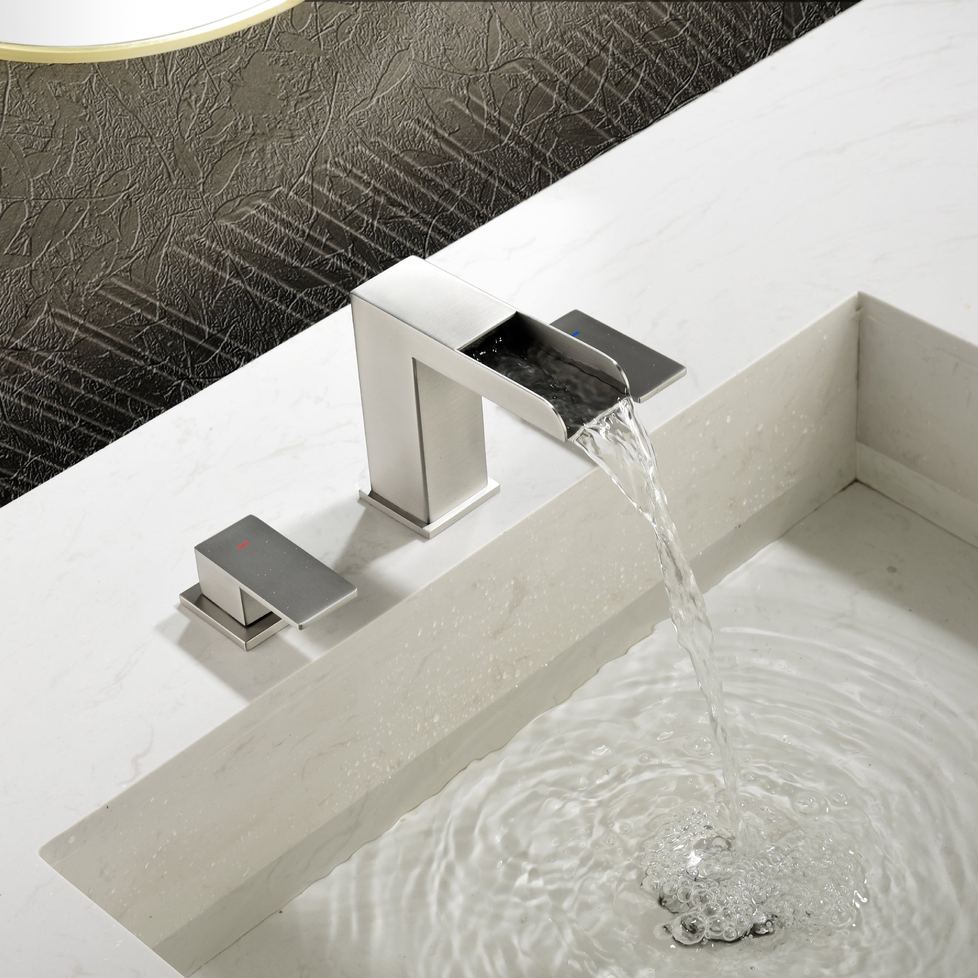 Double Handle Bathroom Sink Faucet with ABS Drain, Hot & Cold Water Control, 1.2 GPM