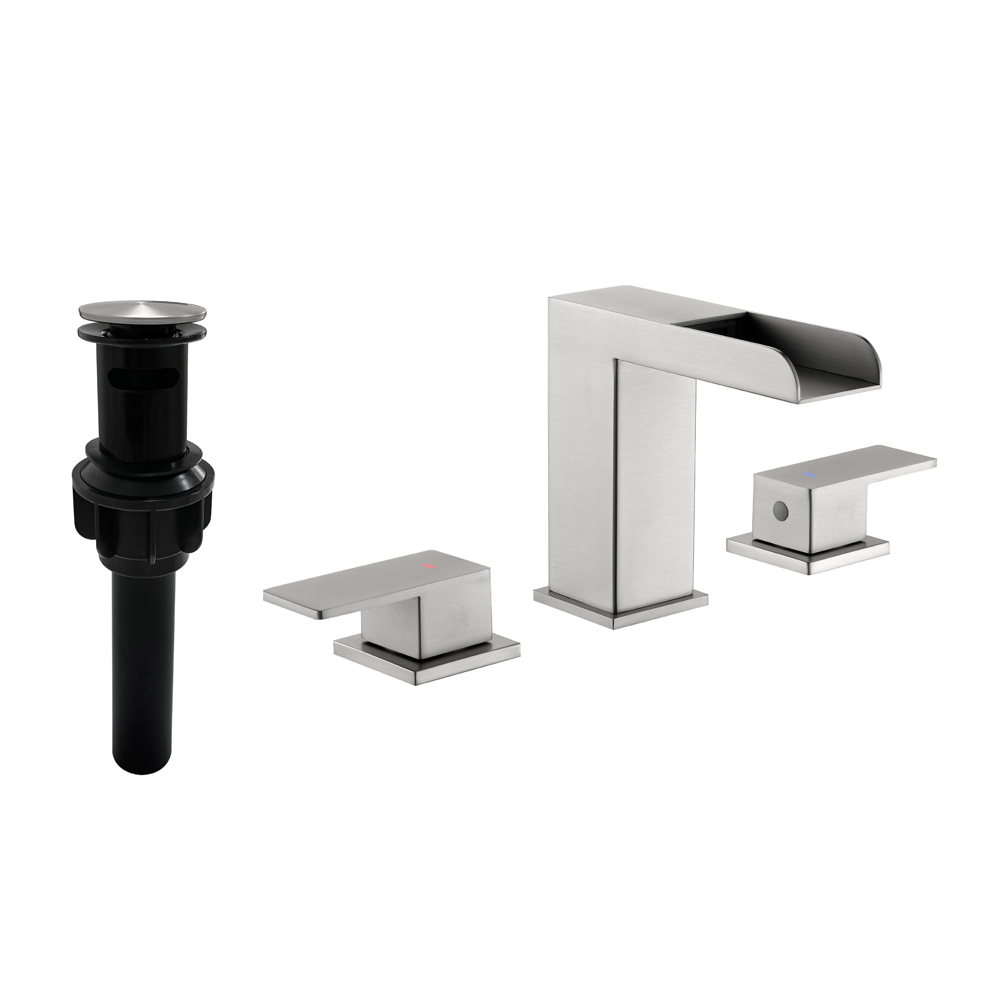 Double Handle Bathroom Sink Faucet with ABS Drain, Hot & Cold Water Control, 1.2 GPM