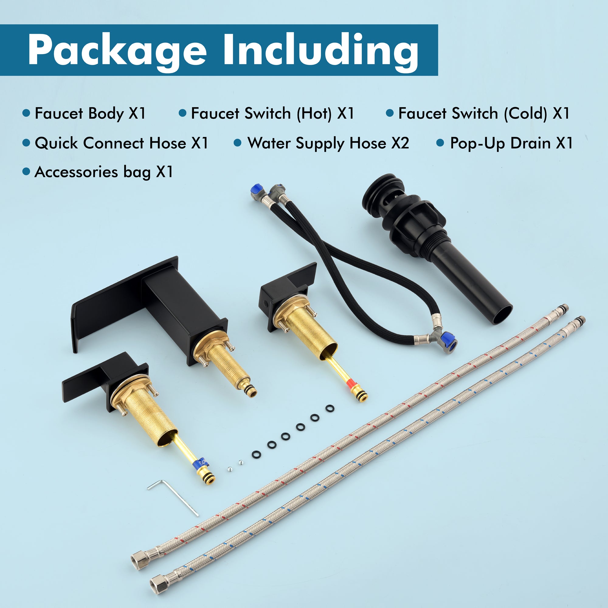 Double Handle Bathroom Faucet with Drain Assembly