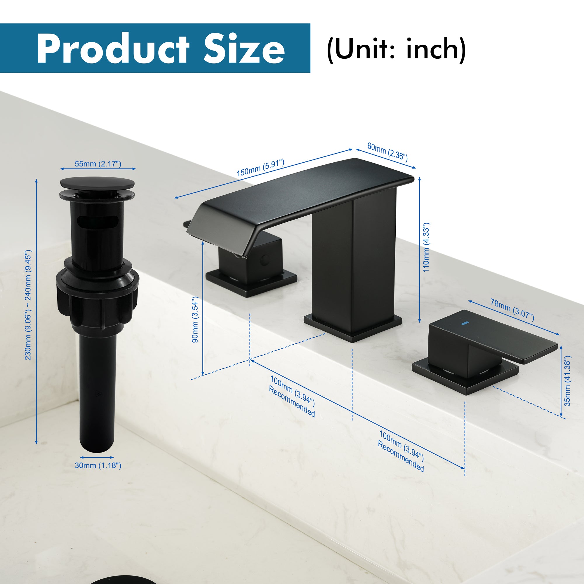 Double Handle Bathroom Faucet with Drain Assembly