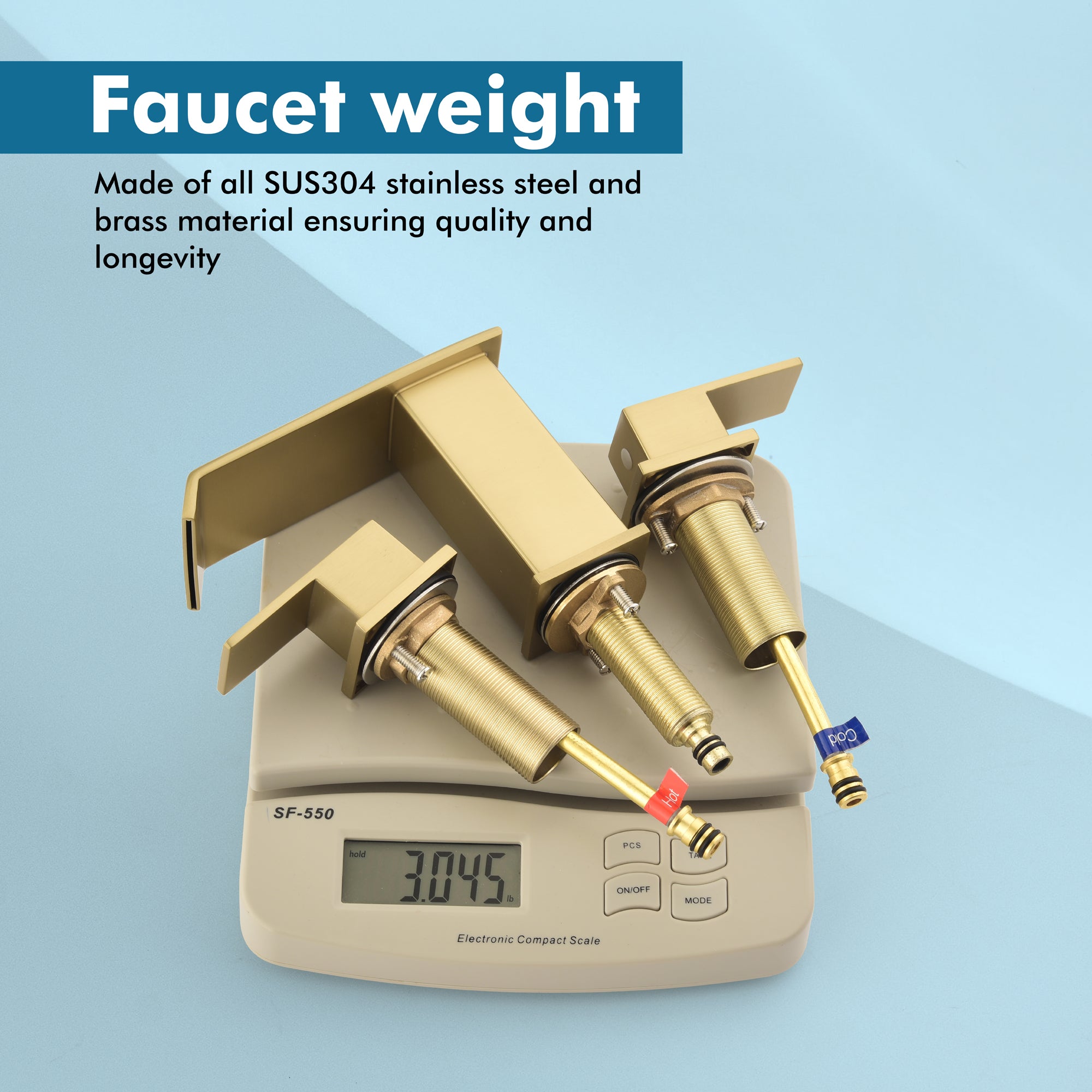 Double Handle Bathroom Faucet with Drain Assembly