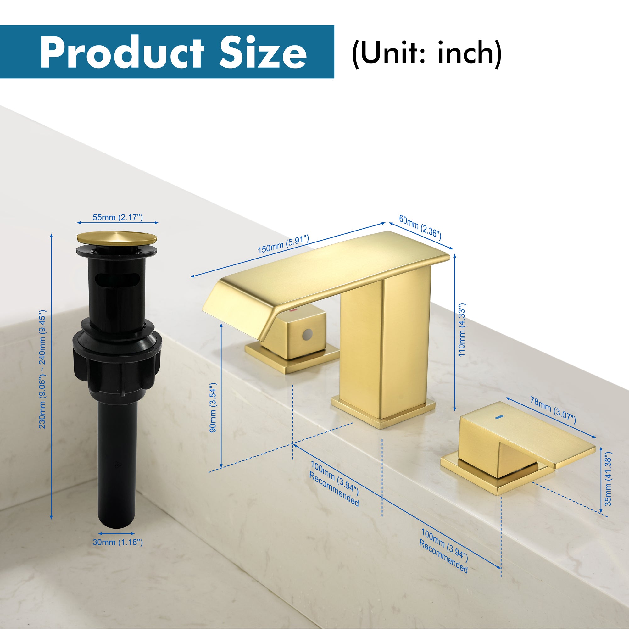 Double Handle Bathroom Faucet with Drain Assembly
