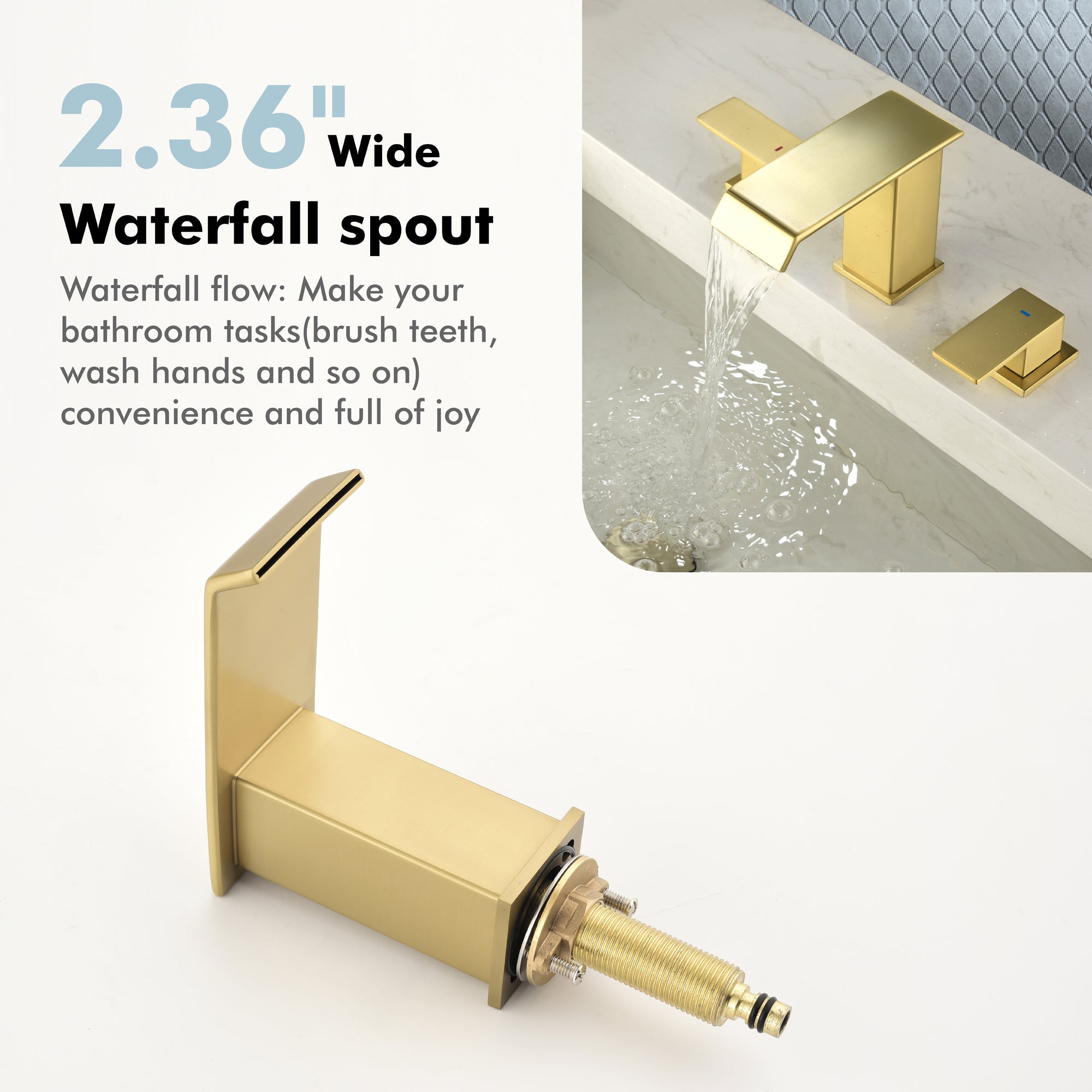 Double Handle Bathroom Faucet with Drain Assembly
