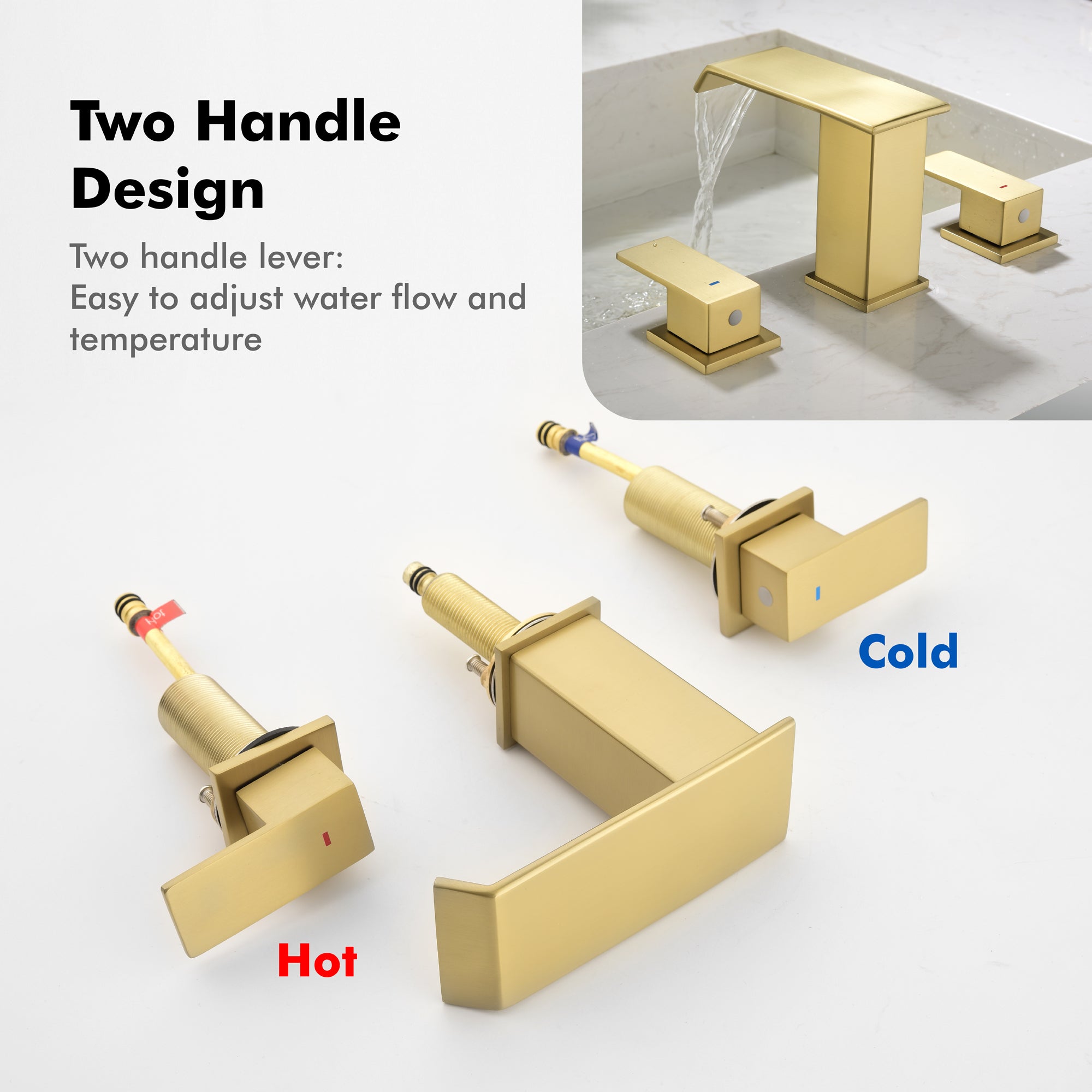 Double Handle Bathroom Faucet with Drain Assembly