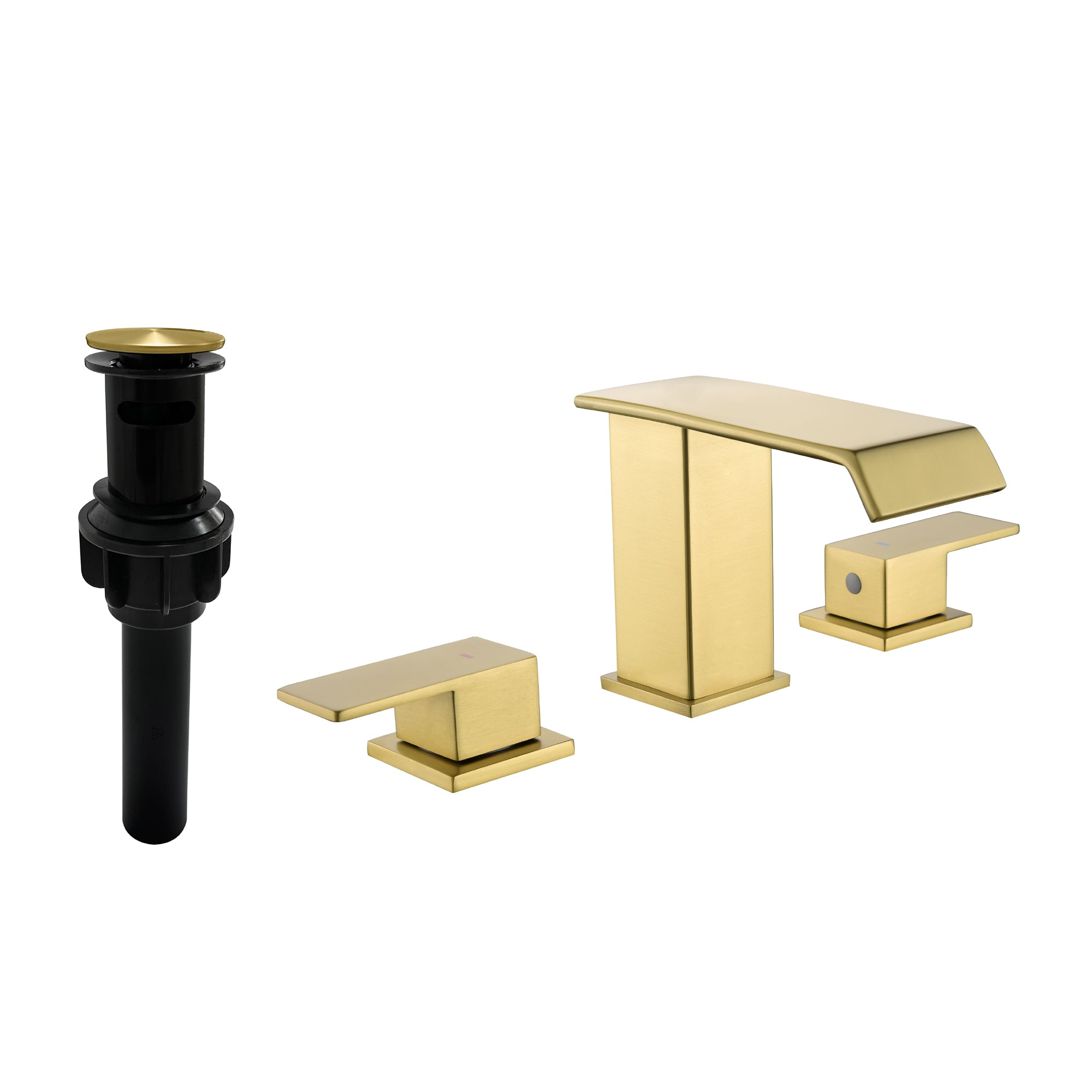 Double Handle Bathroom Faucet with Drain Assembly