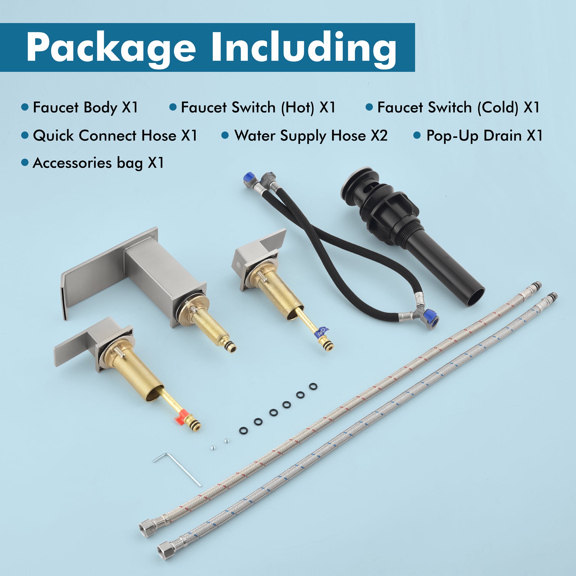 Double Handle Bathroom Faucet with Drain Assembly