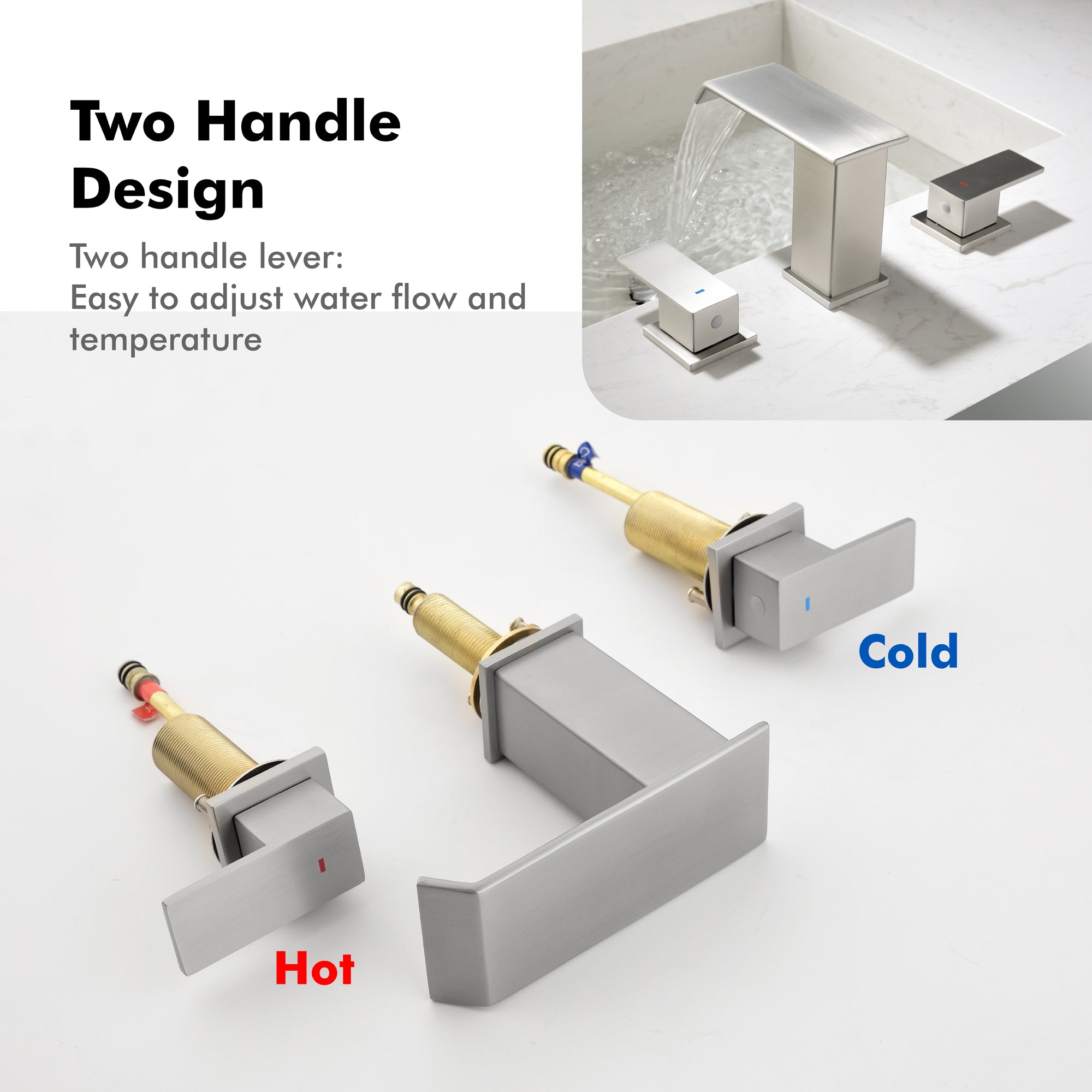 Double Handle Bathroom Faucet with Drain Assembly