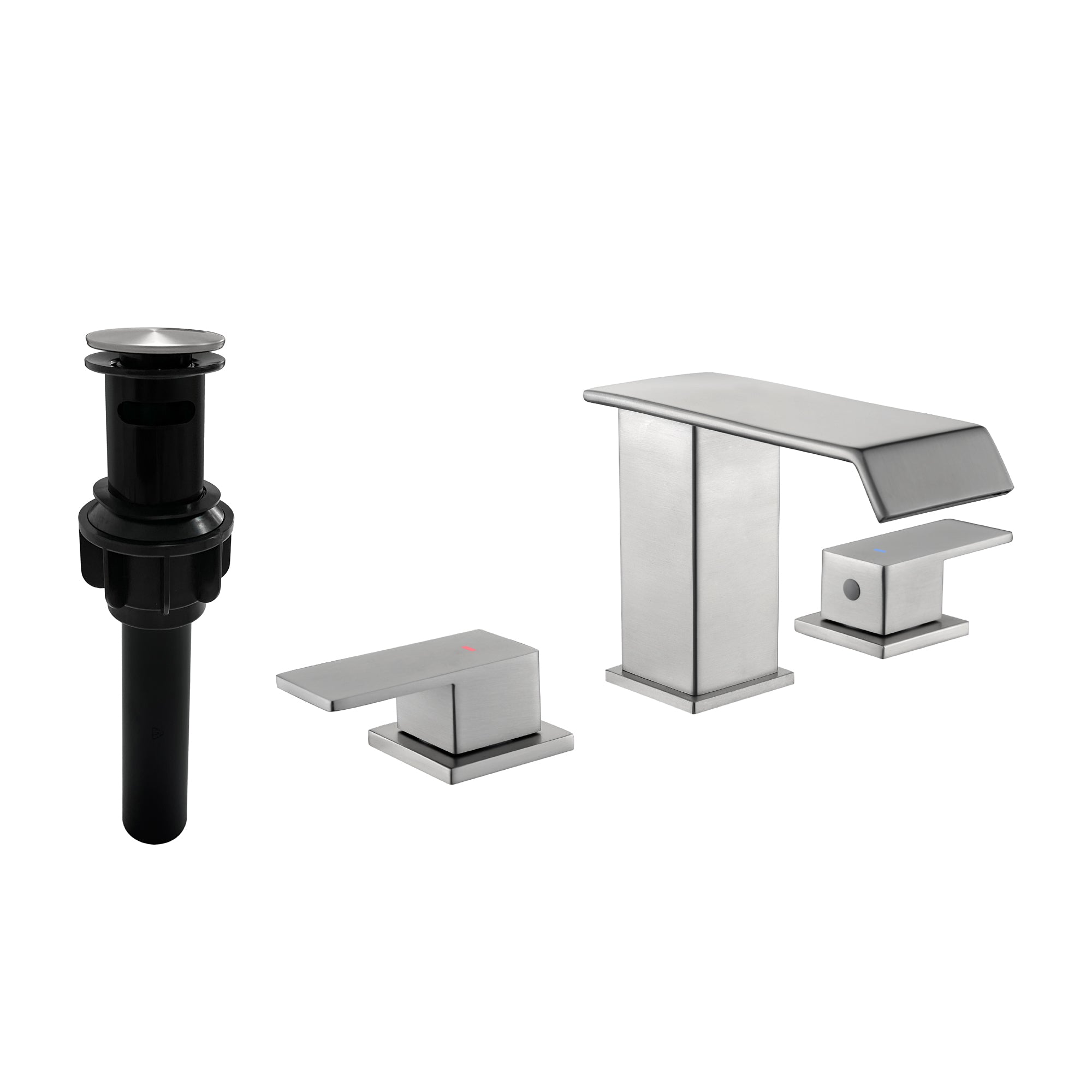 Double Handle Bathroom Faucet with Drain Assembly