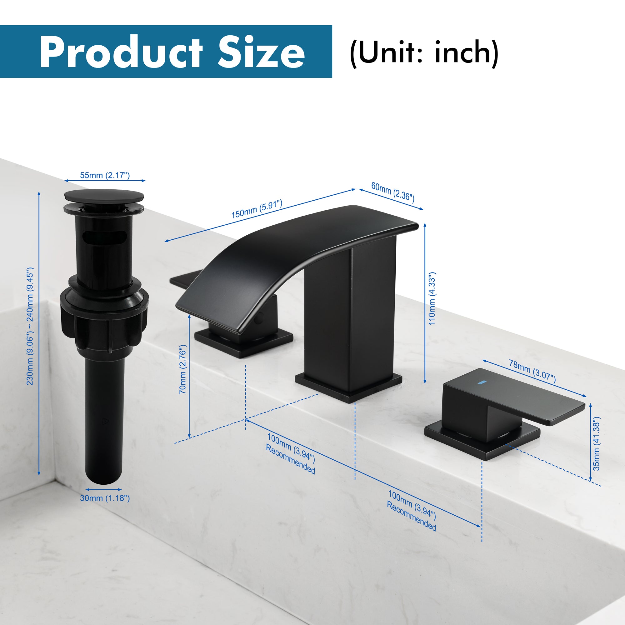 Two-Handle Bathroom Faucet with Drainer