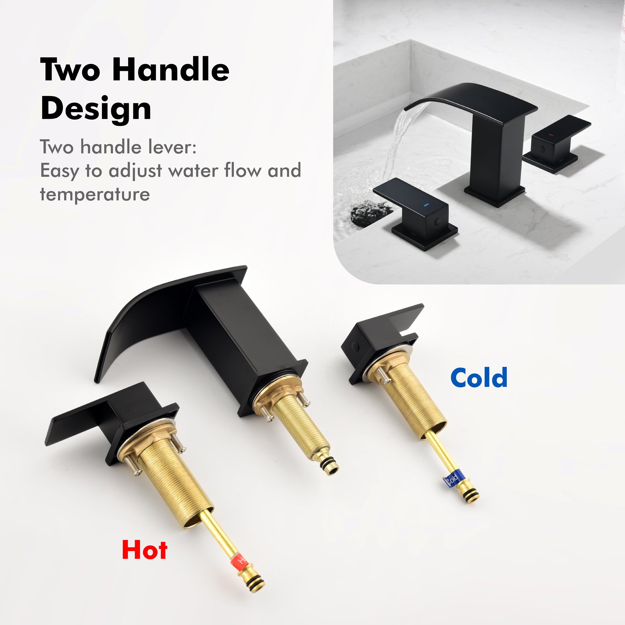Two-Handle Bathroom Faucet with Drainer