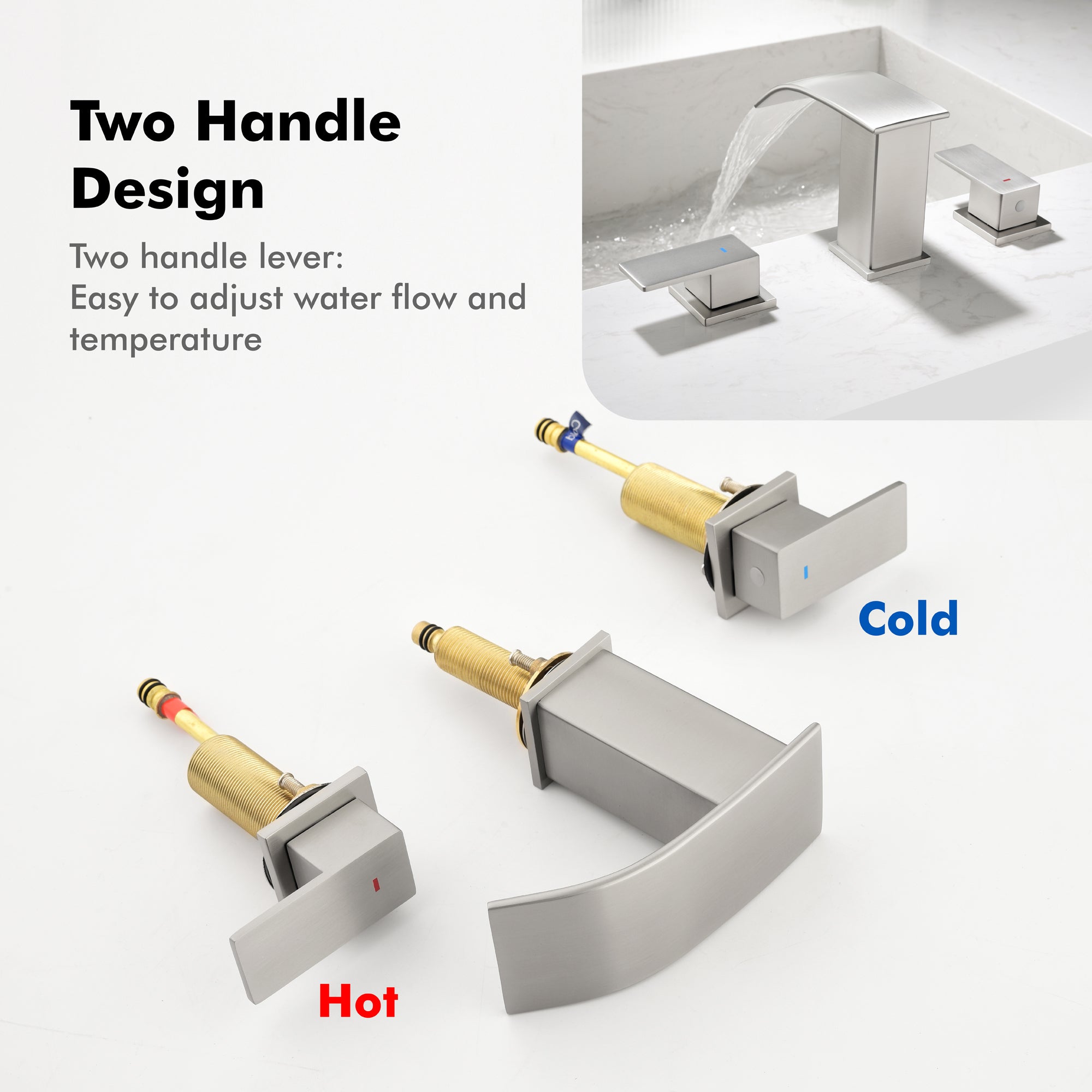 Two-Handle Bathroom Faucet with Drainer