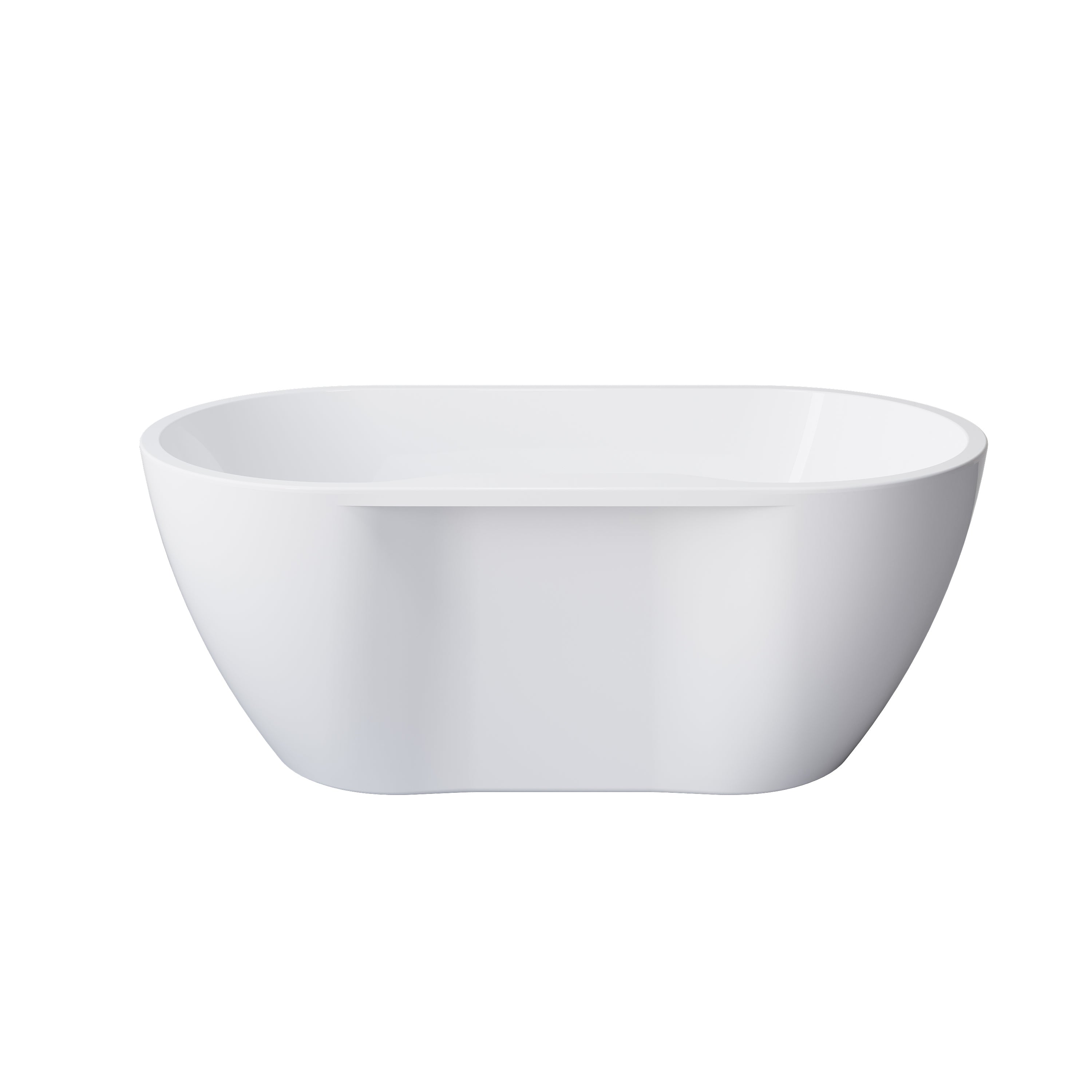 57" Glossy White Acrylic Freestanding Bathtub with Chrome Overflow and Drain, 54 Gallon