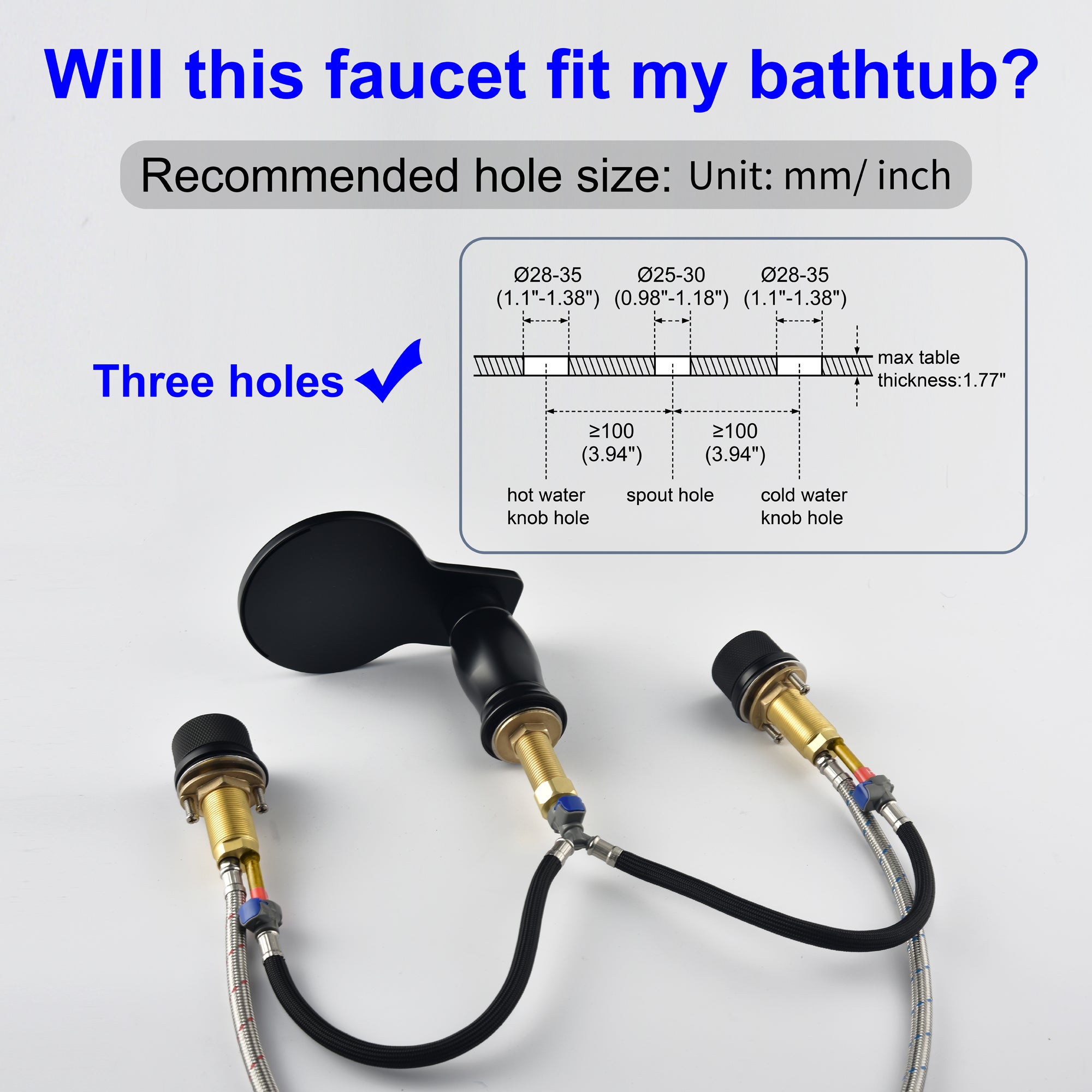 Double Handle Deck Mounted Roman Tub Faucet Trim