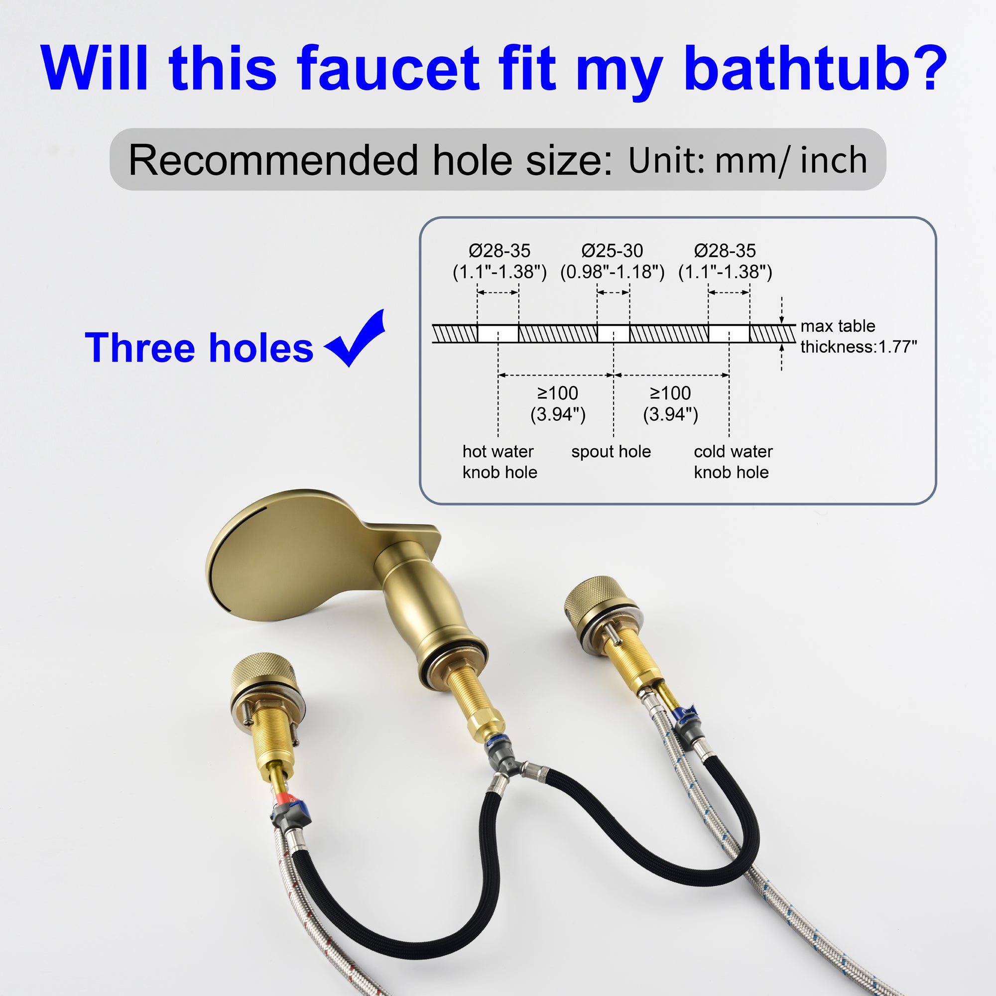 Double Handle Deck Mounted Roman Tub Faucet Trim