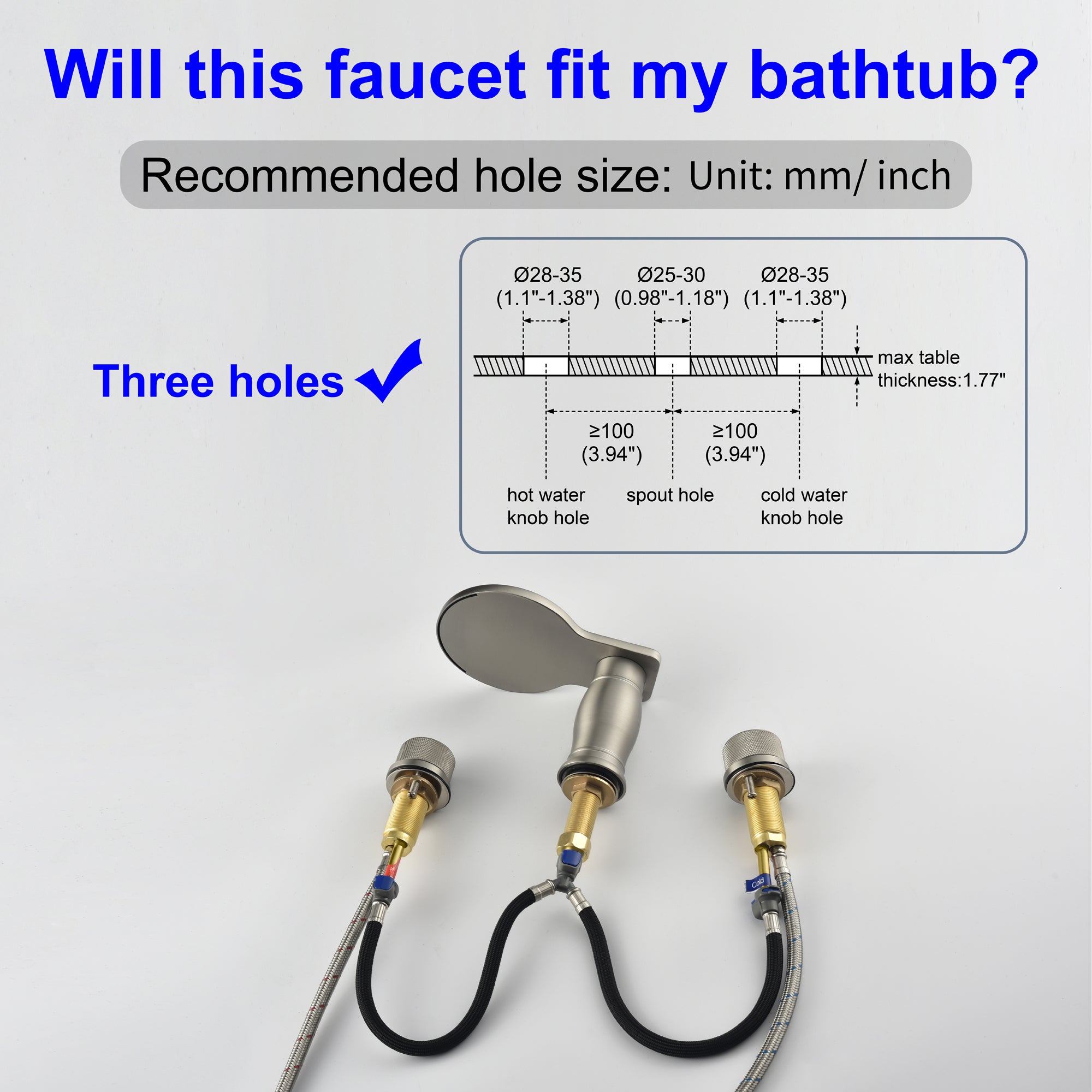 Double Handle Deck Mounted Roman Tub Faucet Trim