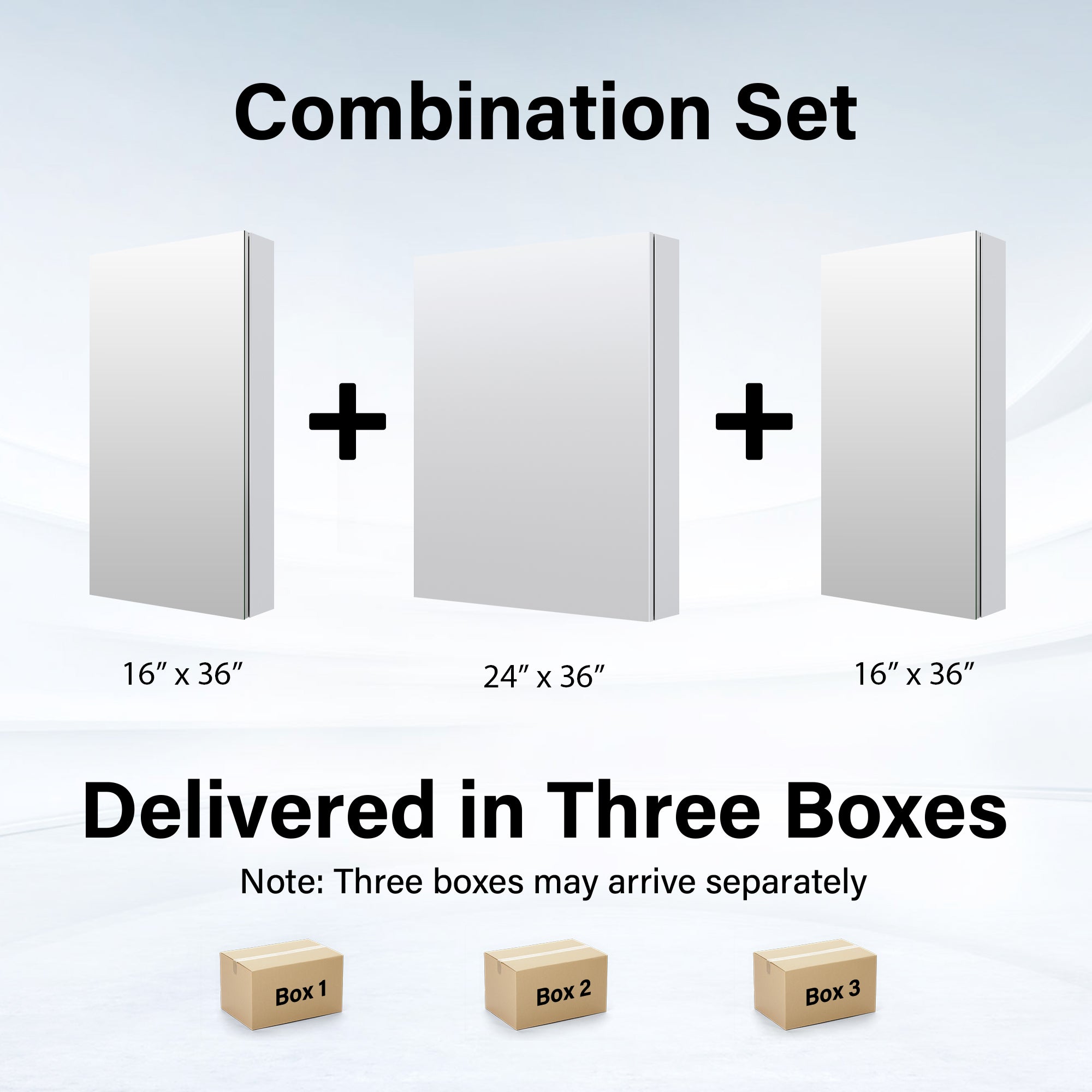 56 in. ×36 in. Copper-Free Tri-Views Mirror Medicine Cabinet with Adjustable Shelves and 3 Doors