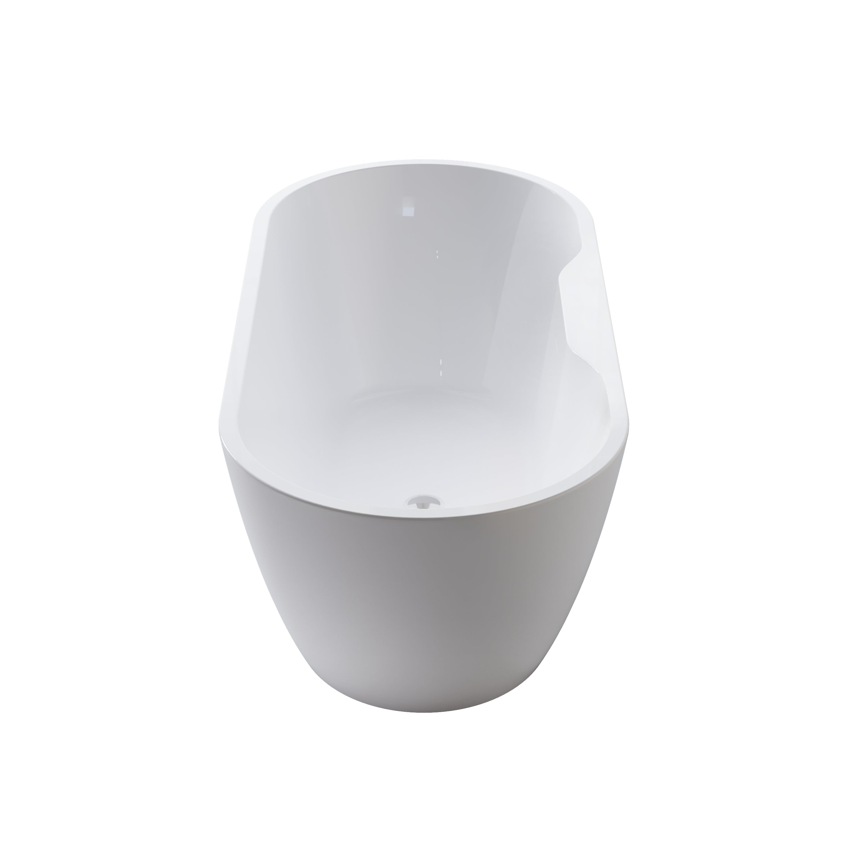 65" Glossy White Acrylic Freestanding Bathtub with Chrome Overflow and Drain, 62 Gallon