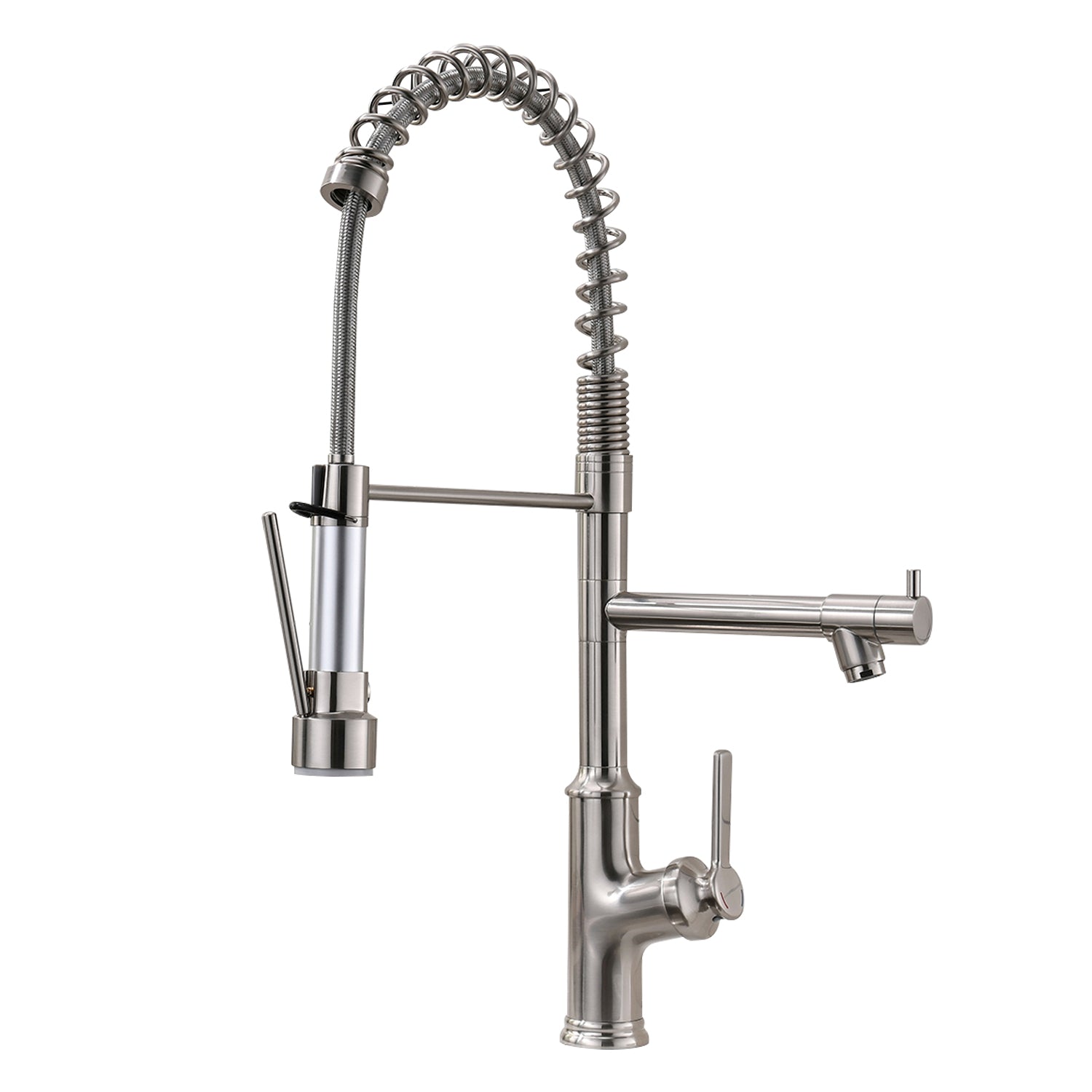 Modern Pull Down Single Handle Kitchen Faucet in Brushed Nickel