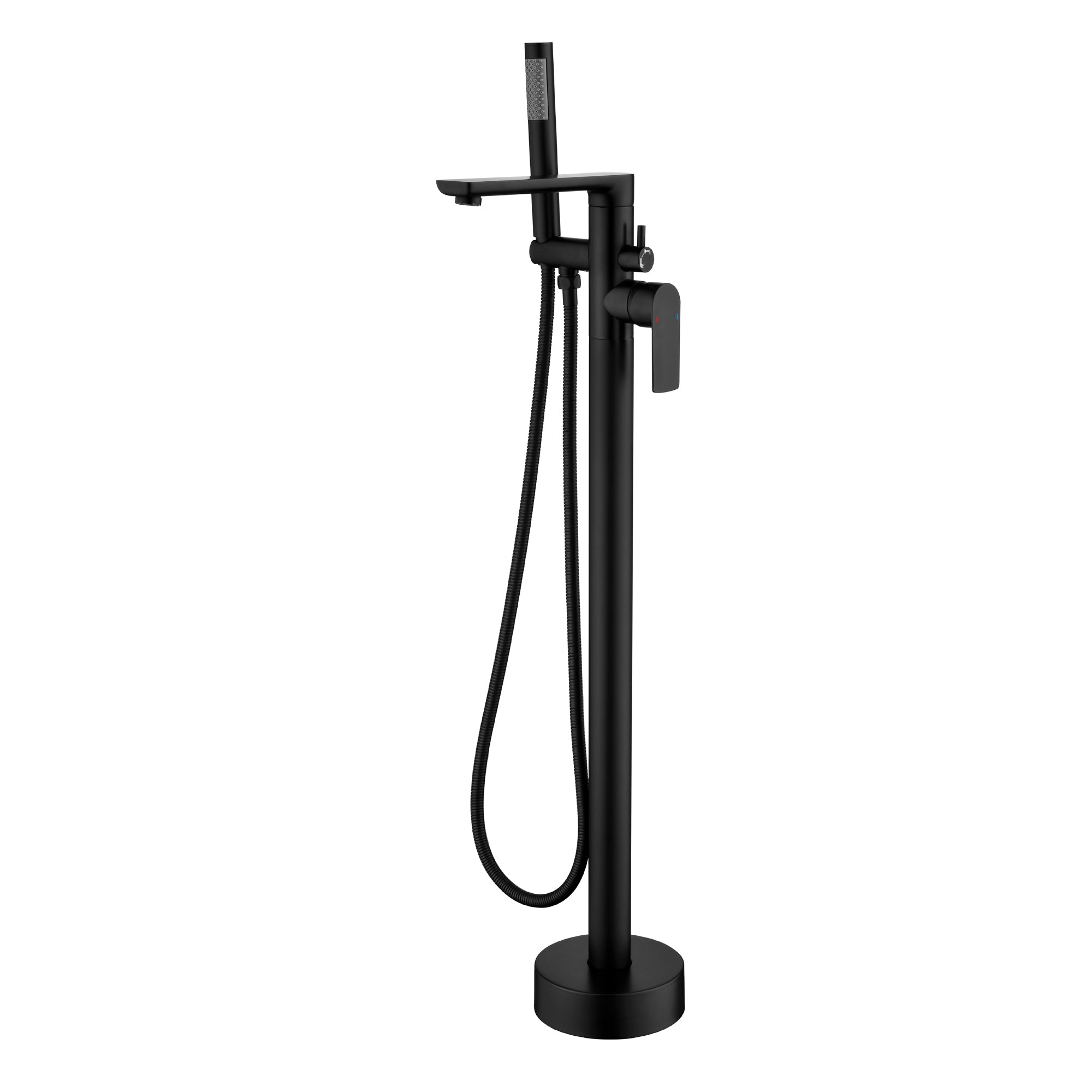 Single Handle Dual Control Floor Mounted Freestanding Bathtub Faucet with Hand Shower