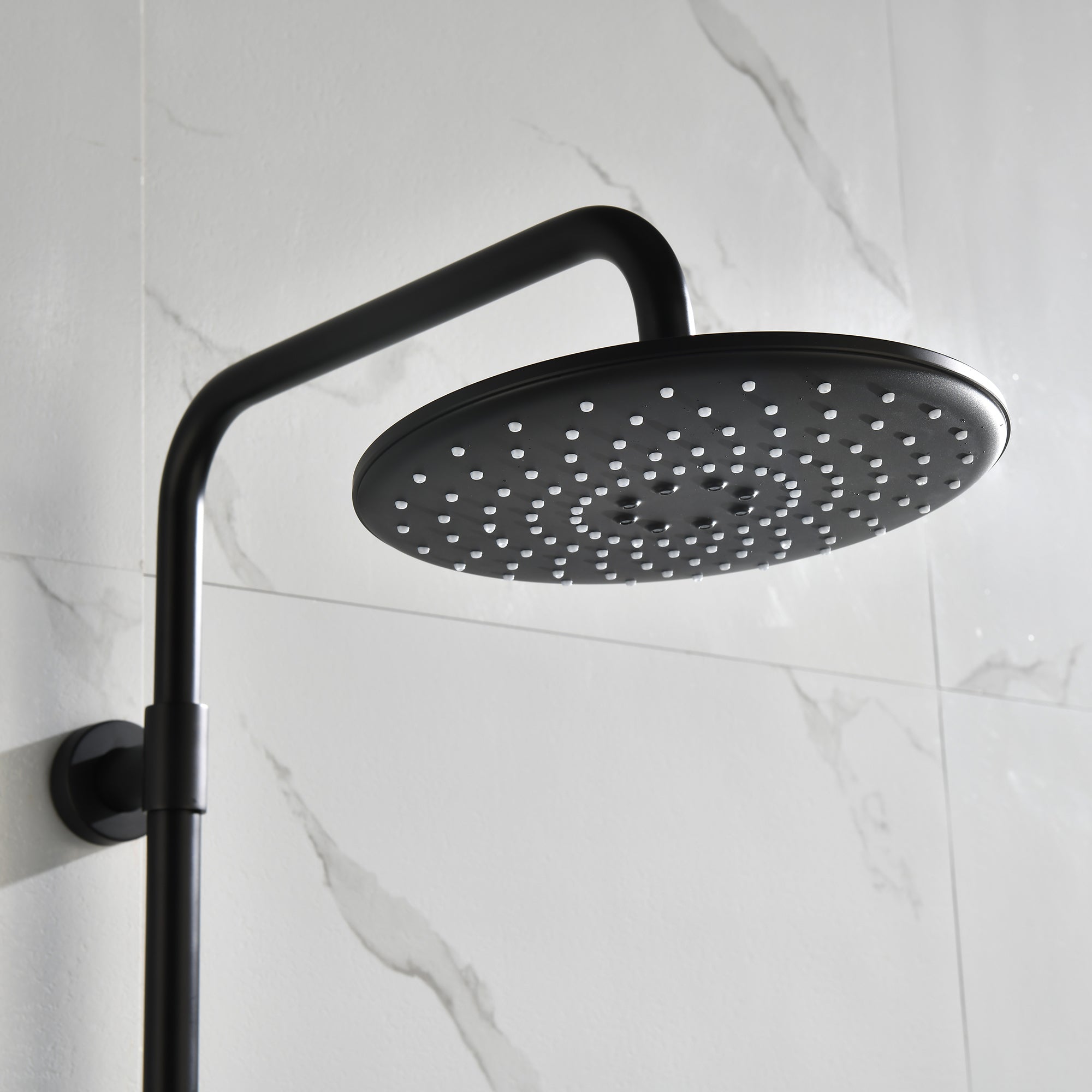 10 in. Wall Mount Dual Shower Heads System with Handheld Shower in Matte Black