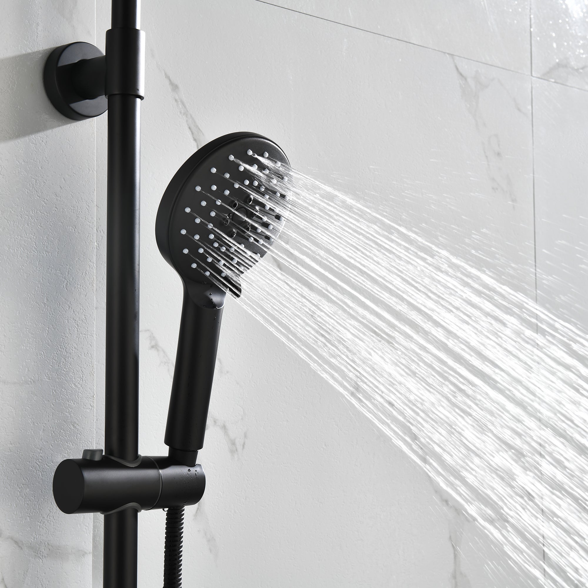10 in. Wall Mount Dual Shower Heads System with Handheld Shower in Matte Black