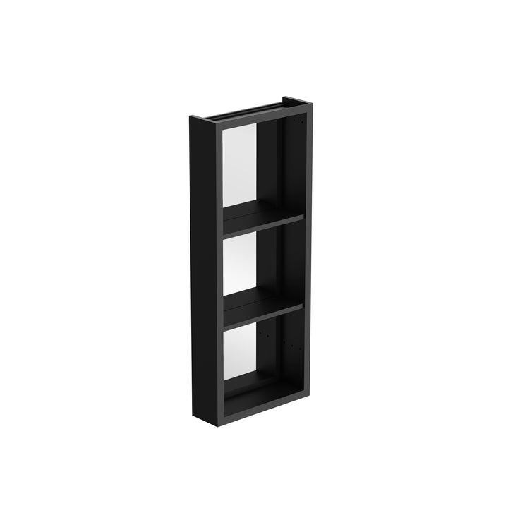 48 in. x 30 in. Black Aluminum Medicine Cabinet with Mirror and LED Light