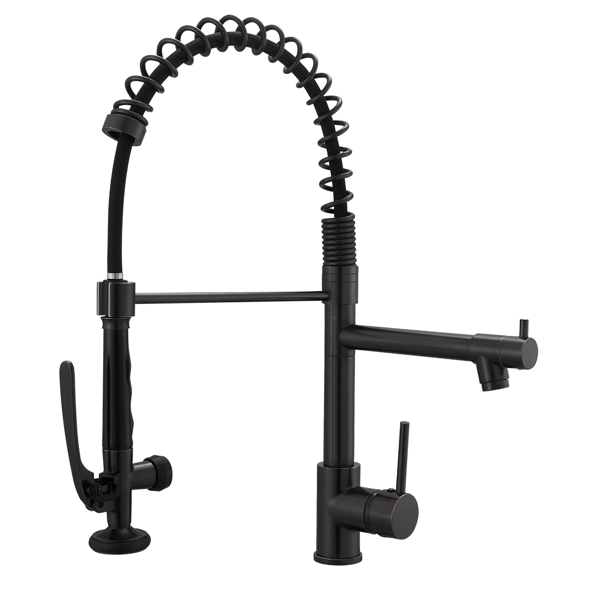 Pull Down Double Handle Kitchen Sink Faucet in Oil Rubbed Bronze