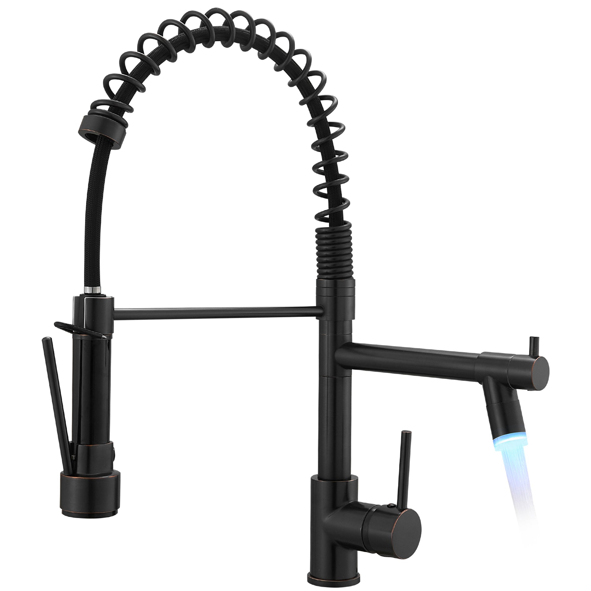 Pull Down Kitchen Faucet with Sprayer and LED Light in Oil Rubbed Bronze
