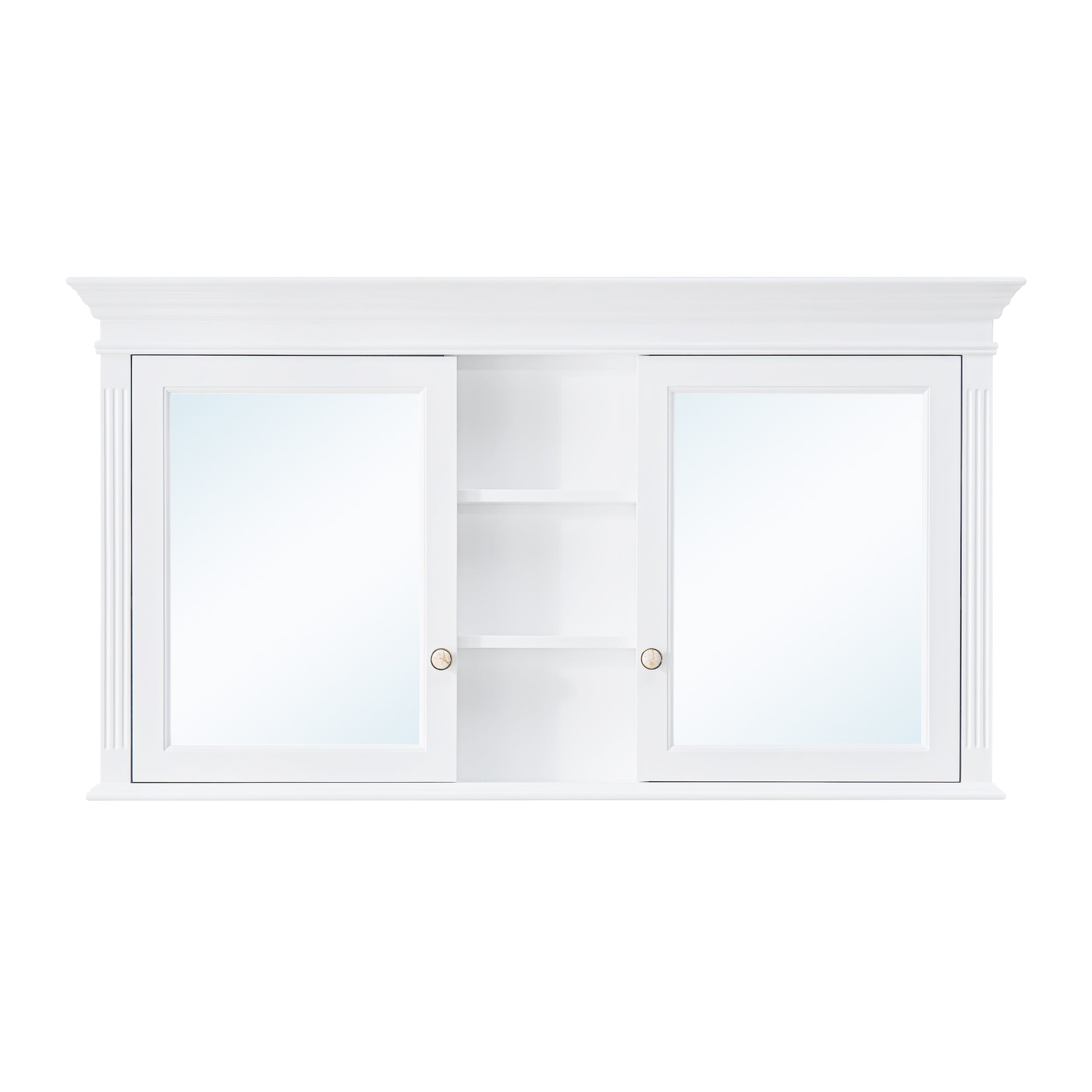 55 in. W x 30 in. H Solid Wood Surface-Mount Medicine Cabinet with Mirror, Z-Bar Hangs Vertically