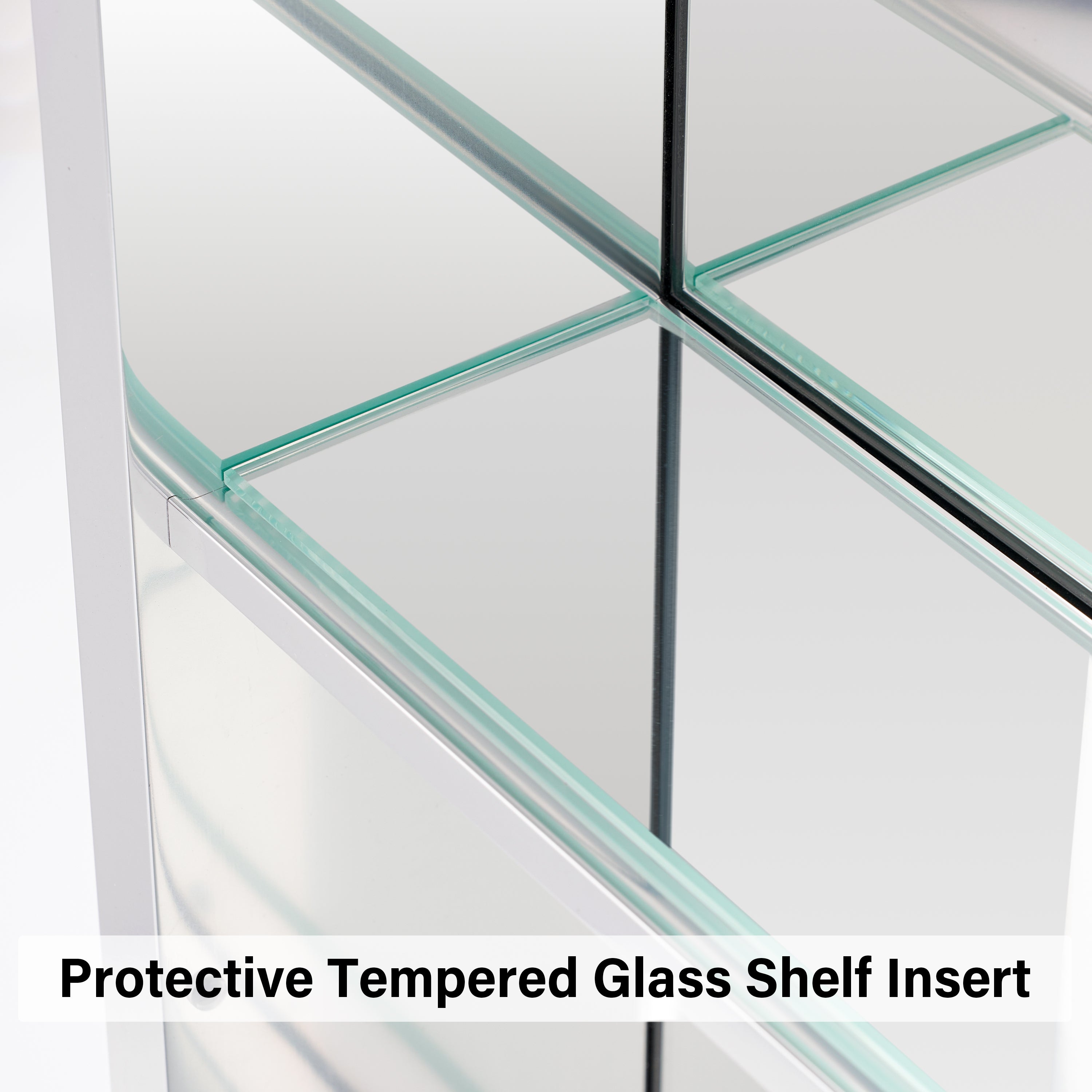 12 in.×30 in. Recessed/Surface Mount Aluminum Medicine Cabinet with Open Shelves and 3 PCS Tempered Glass