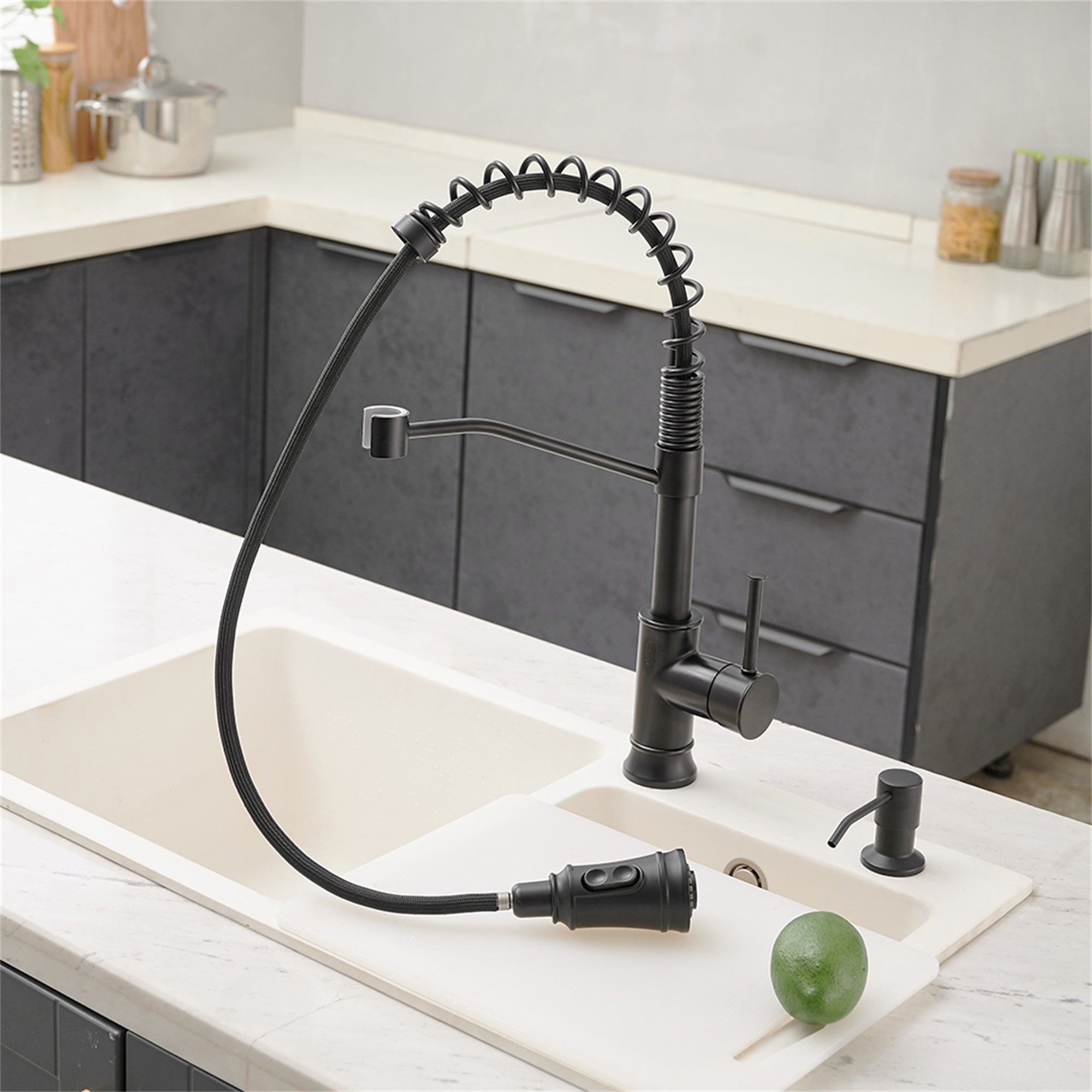 Single Handle Touchless Gooseneck Pull Down Sprayer Kitchen Faucet with Dual Function