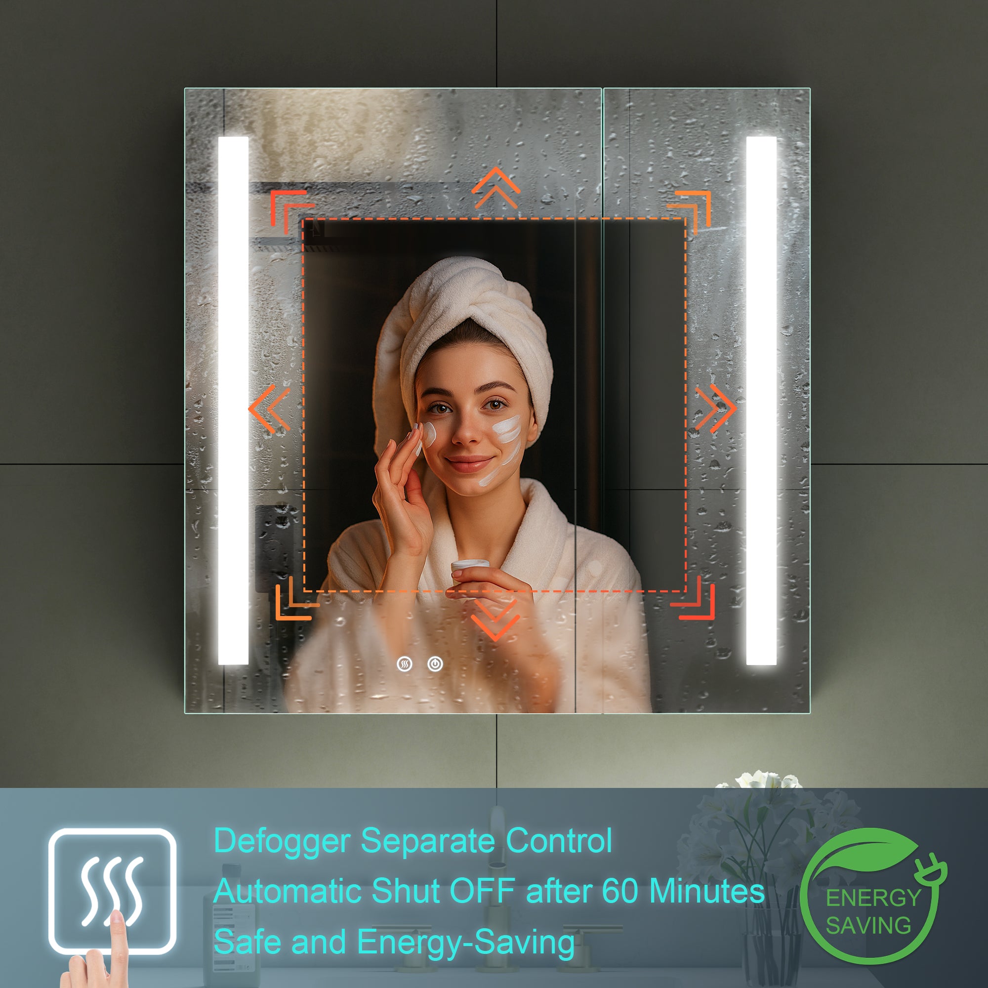 30 in. x 30 in. LED Lighted Surface/Recessed Mount Mirror Medicine Cabinet with Outlet