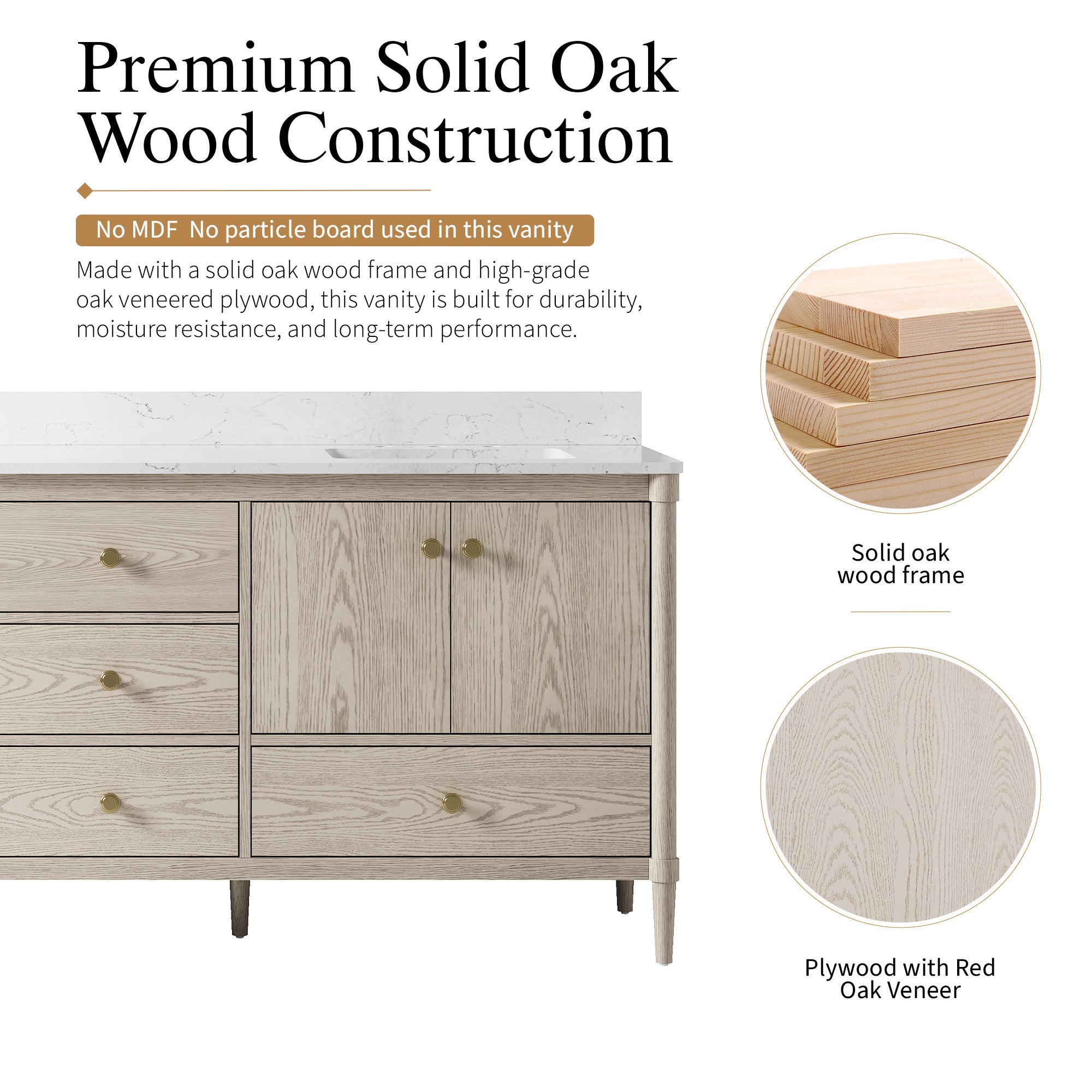 80 Inch Solid Wood Bathroom Vanity with Carrara Quartz Top, 4 Soft-Close Doors & 5 Drawers