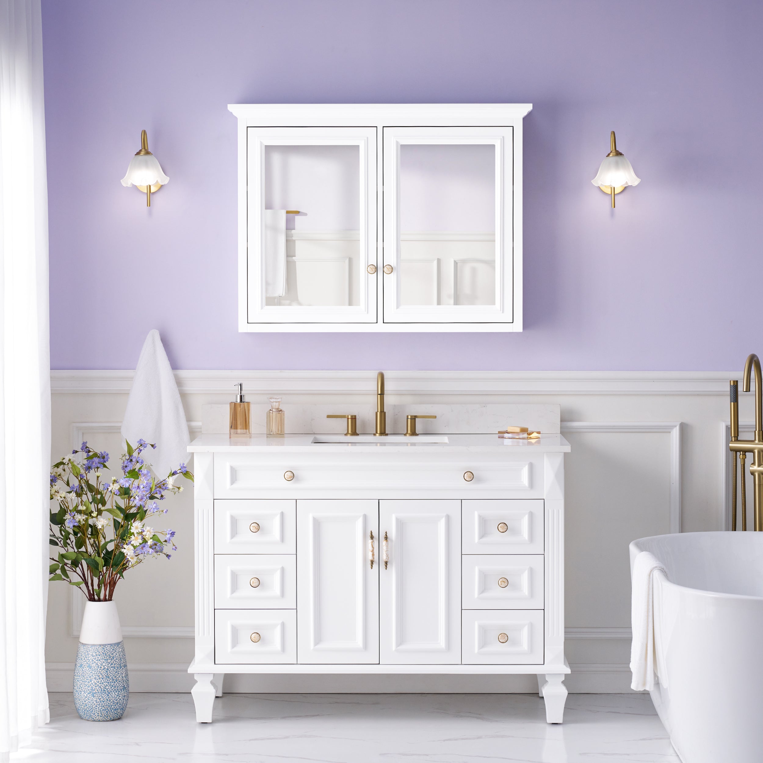 40 in. W x 30 in. H Solid Wood Surface-Mount Medicine Cabinet with Mirror, Z-Bar Hangs Vertically