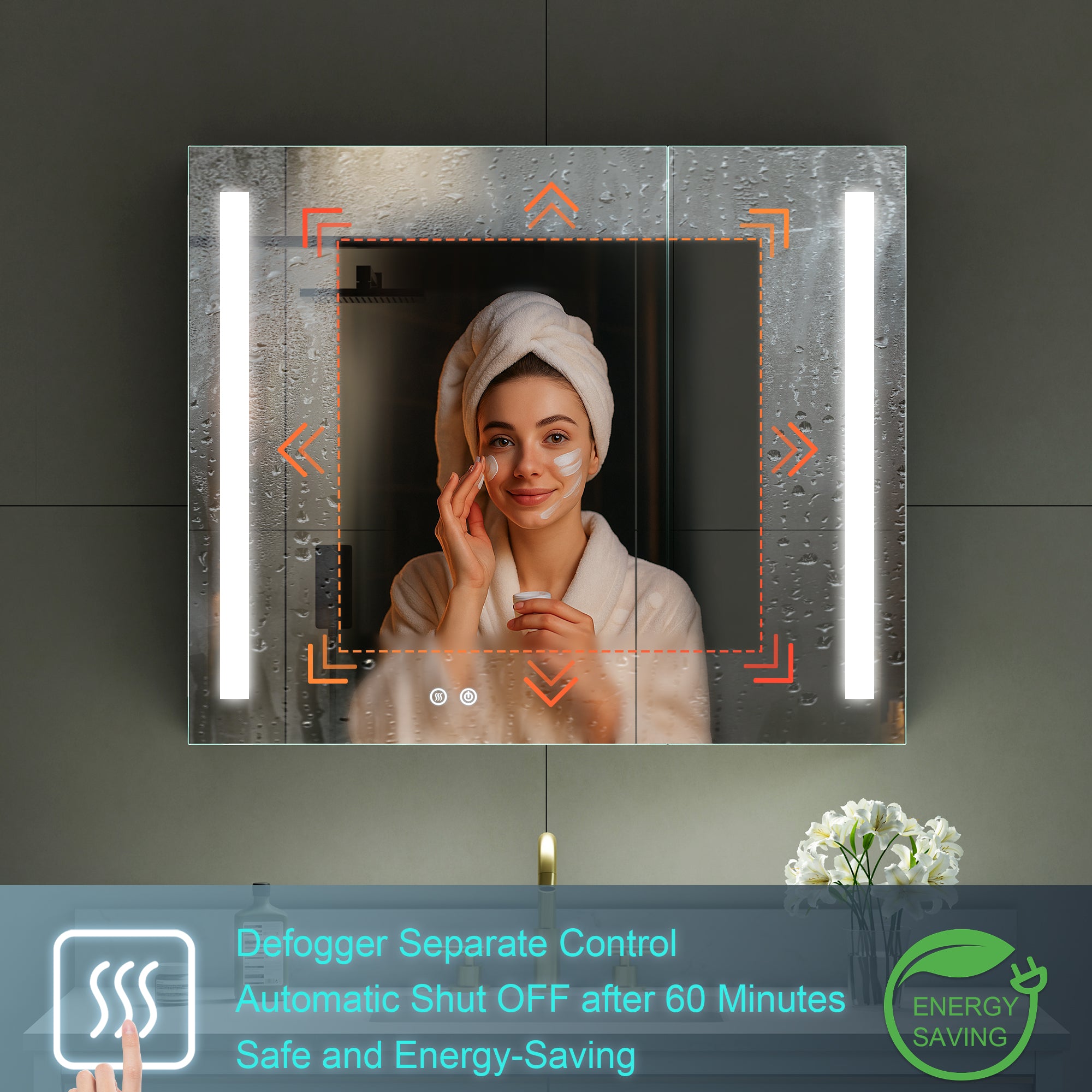 36 in. x 30 in. LED Lighted Surface/Recessed Mount Mirror Medicine Cabinet with Outlet