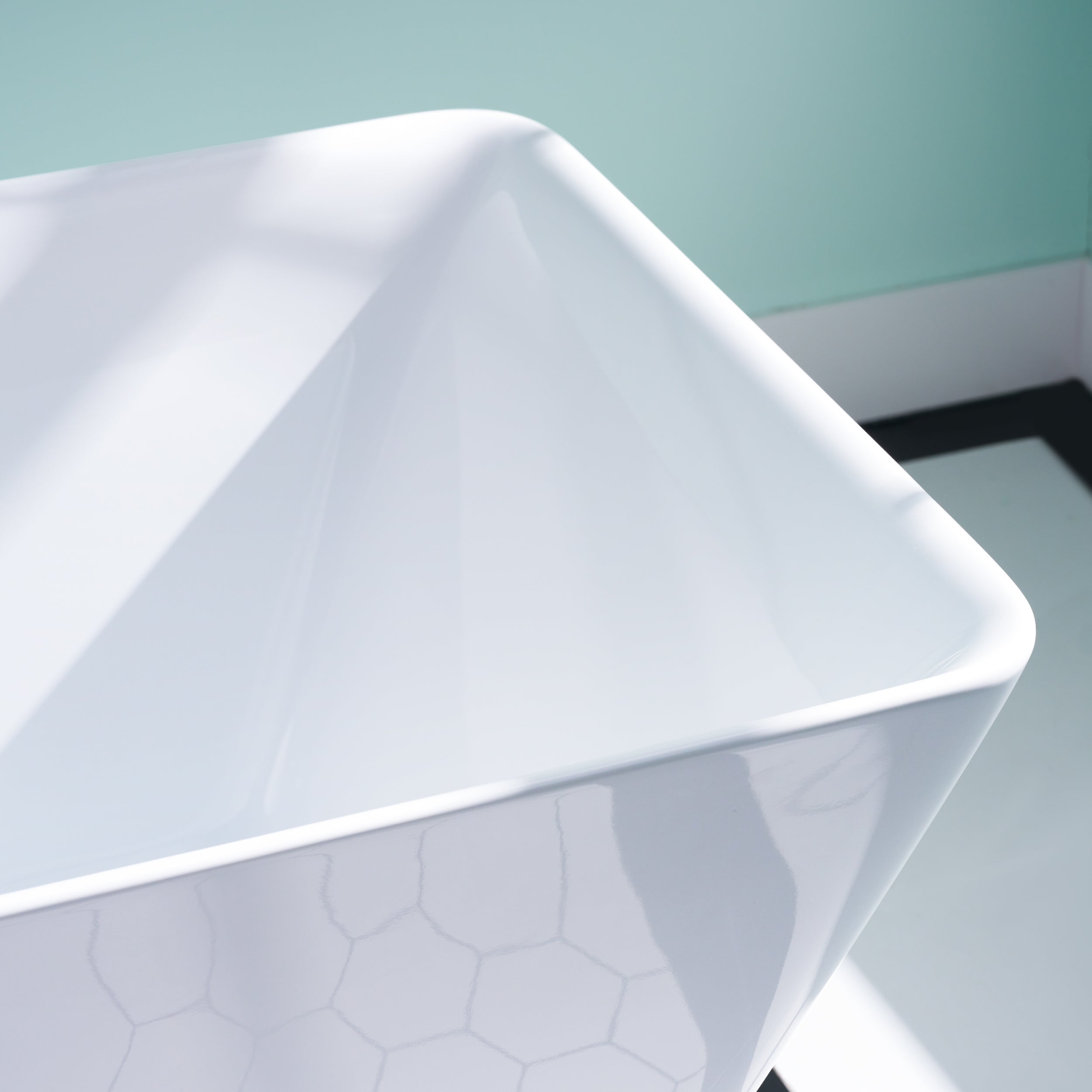 66" Freestanding Glossy White Acrylic Bathtub with Overflow and Drain Rectangle Tub