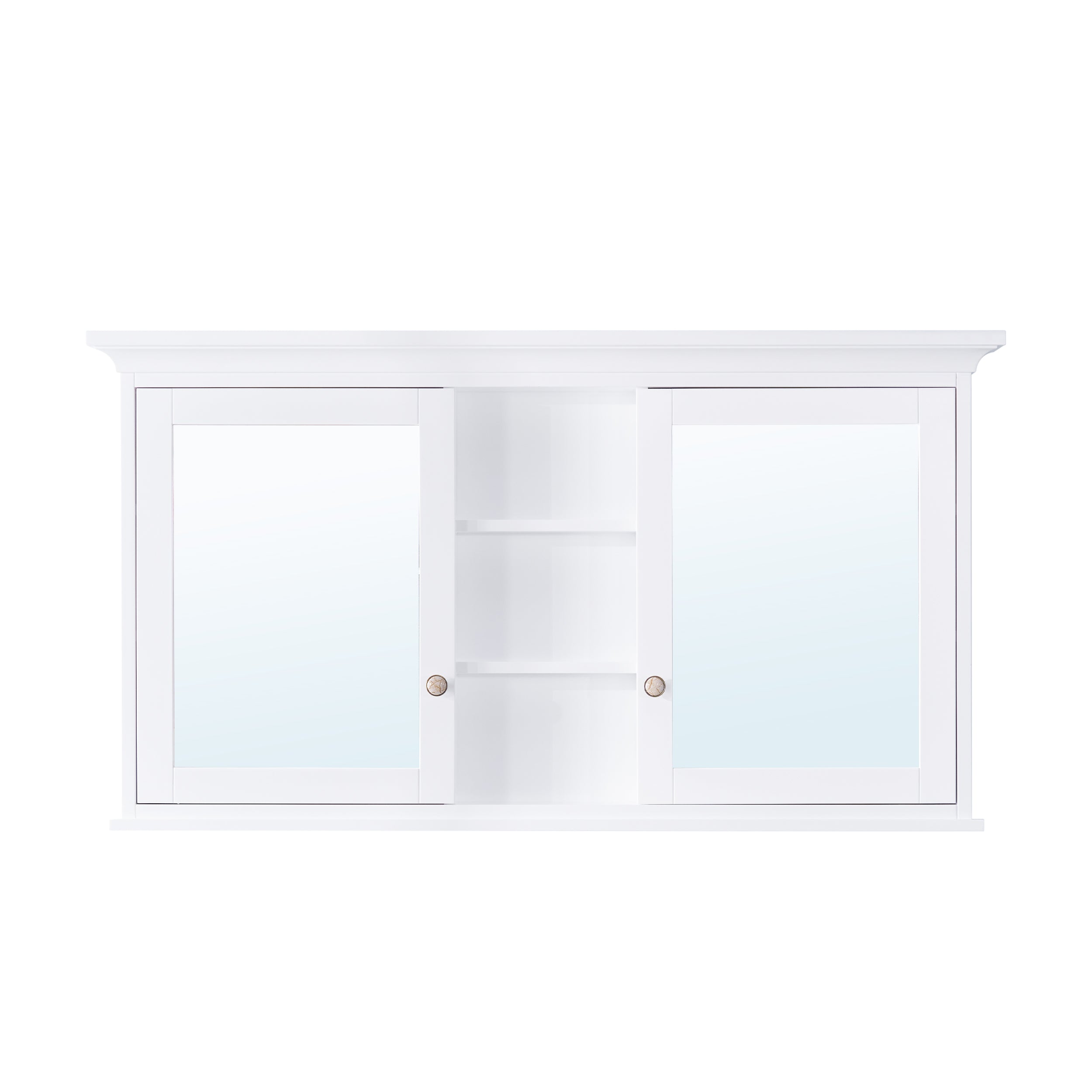 55 in.W x 30 in.H Surface-Mount Solid Wood Medicine Cabinet with Mirror, Z-bar Hangs Vertically