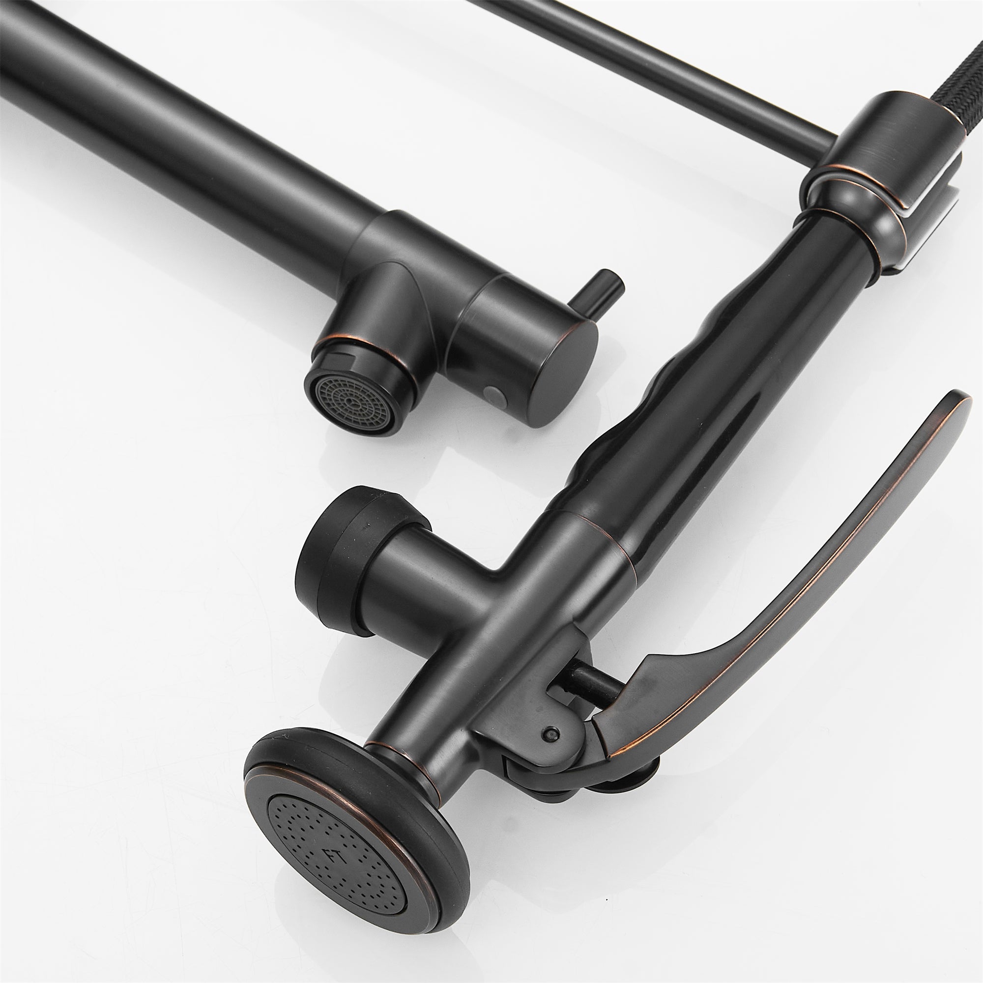 Pull Down Double Handle Kitchen Sink Faucet in Oil Rubbed Bronze