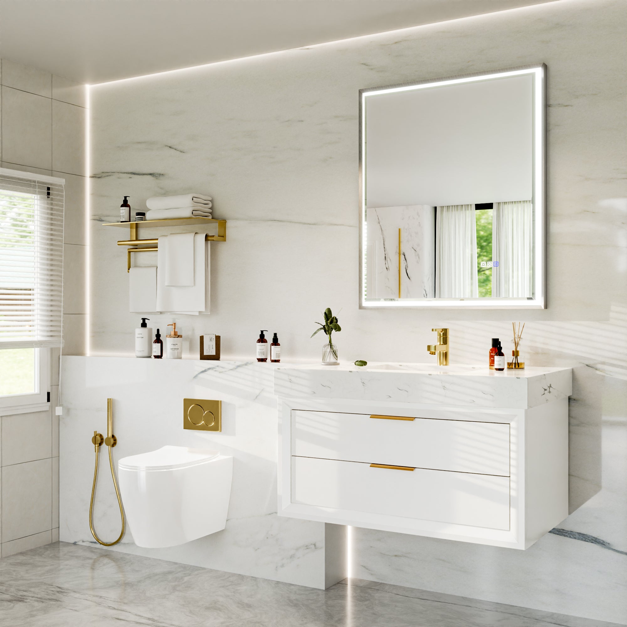 30 in. W x 36 in. Aluminum Framed LED Bathroom Mirror - Anti-Fog, Dimmable, Smart Memory, Brushed Nickel