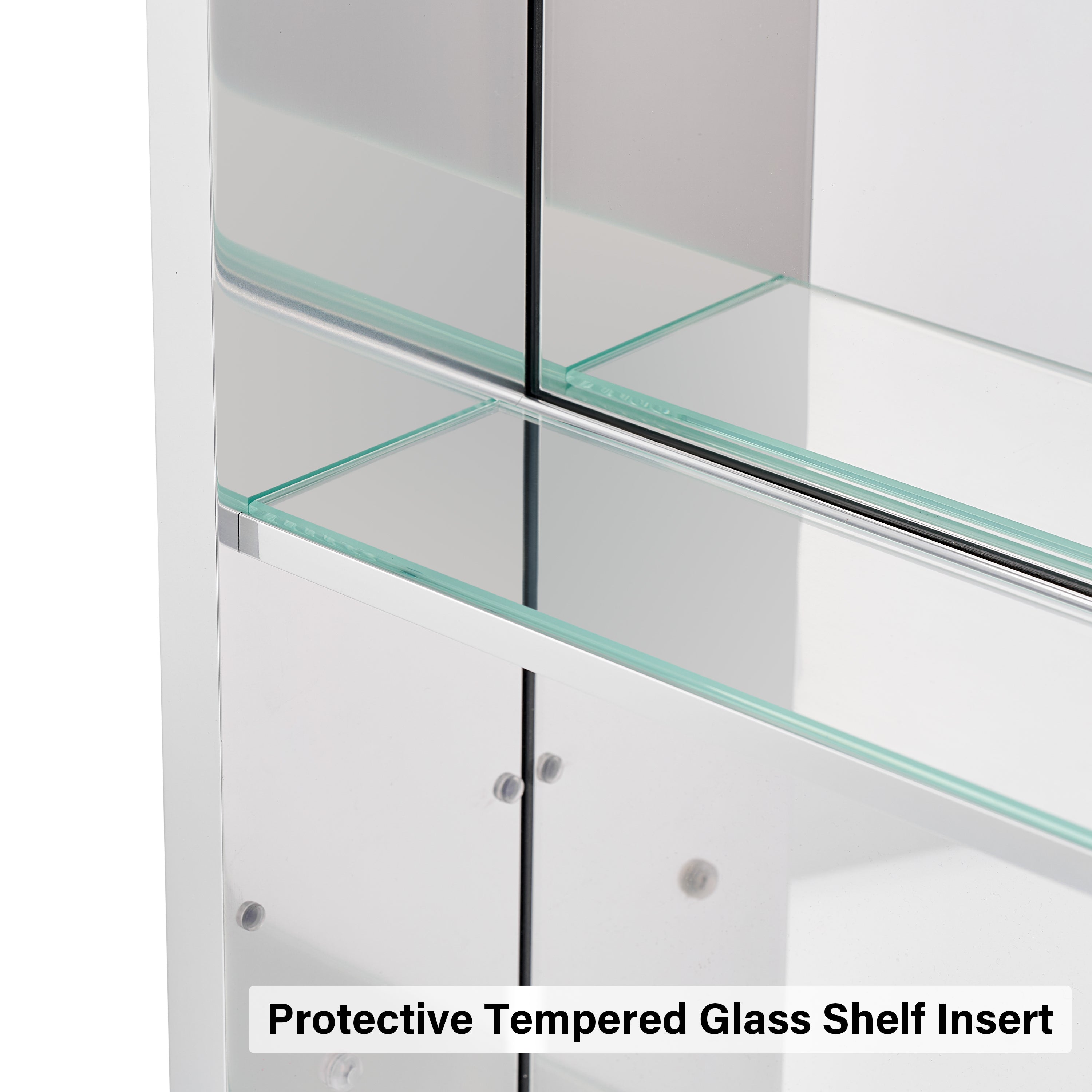 12 in.×36 in. Recessed/Surface Mount Open Medicine Cabinet No Mirror with 2 Shelves and 3 PCS Tempered Glass