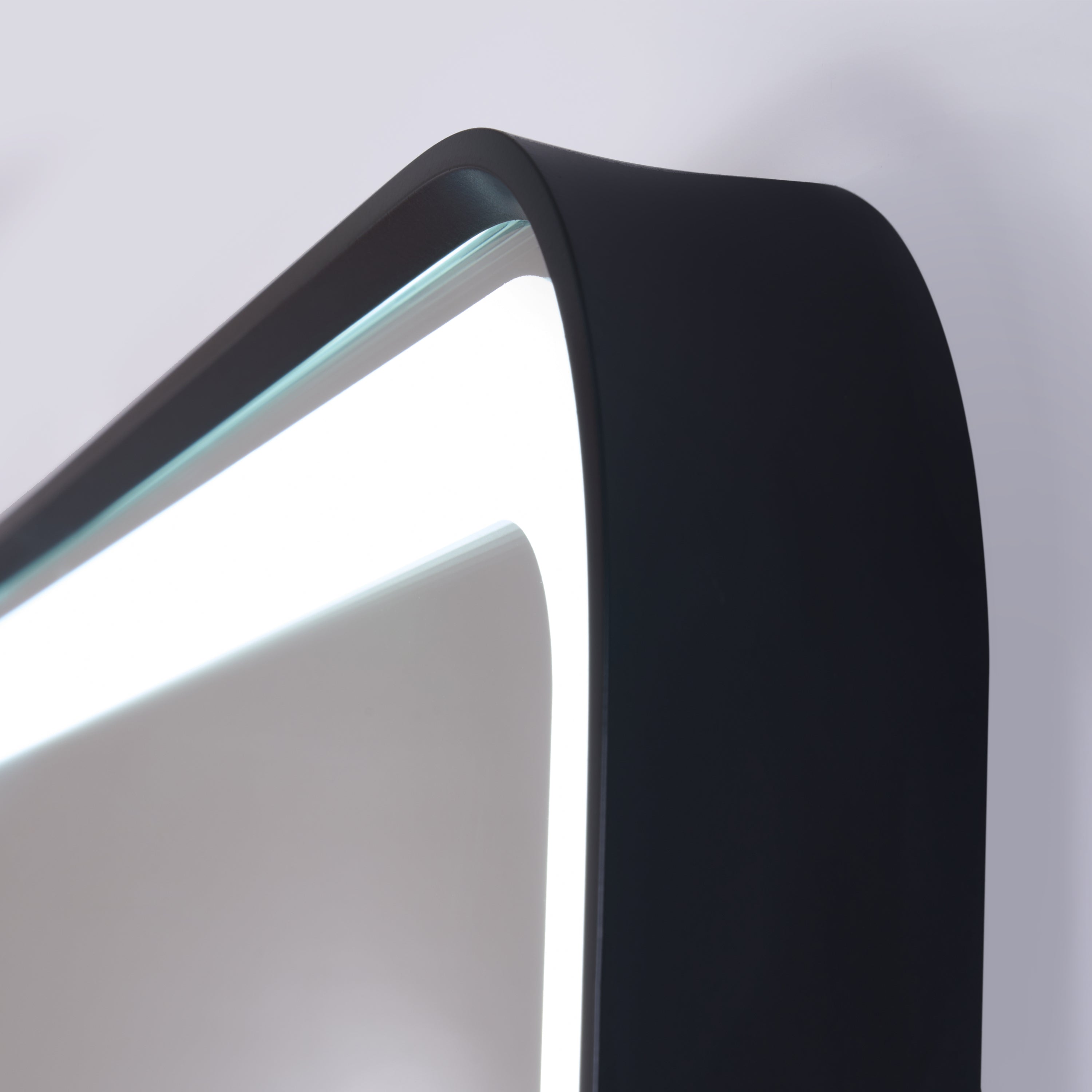 48 in. W x 36 in. H Framed LED Light Bathroom Vanity Mirror - Round Corners in Black