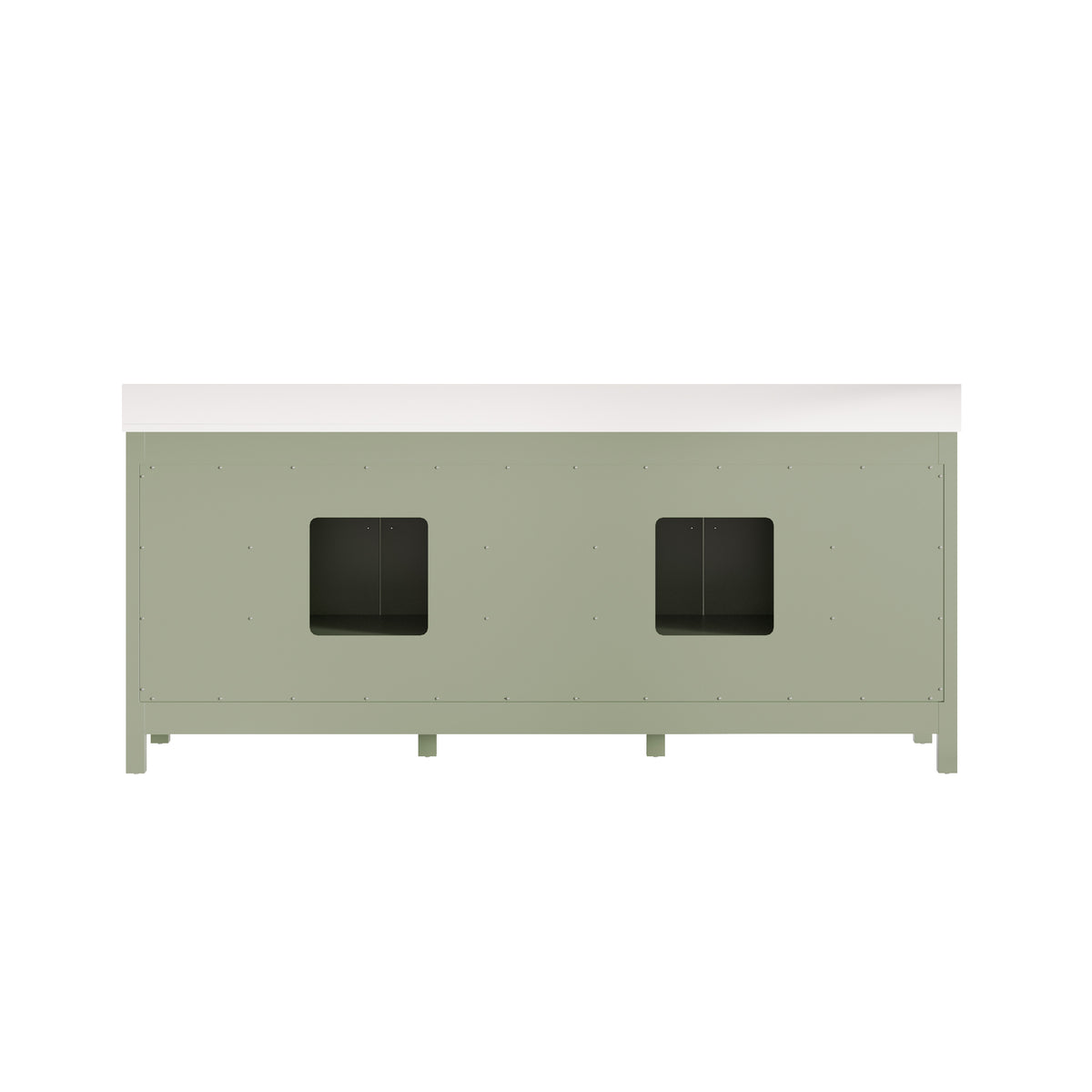84 Inch Freestanding Solid Wood Bathroom Vanity with Pure White Quartz Countertop, 4 Soft-Close Doors & 11 Dovetail Drawers, SAGE GREEN