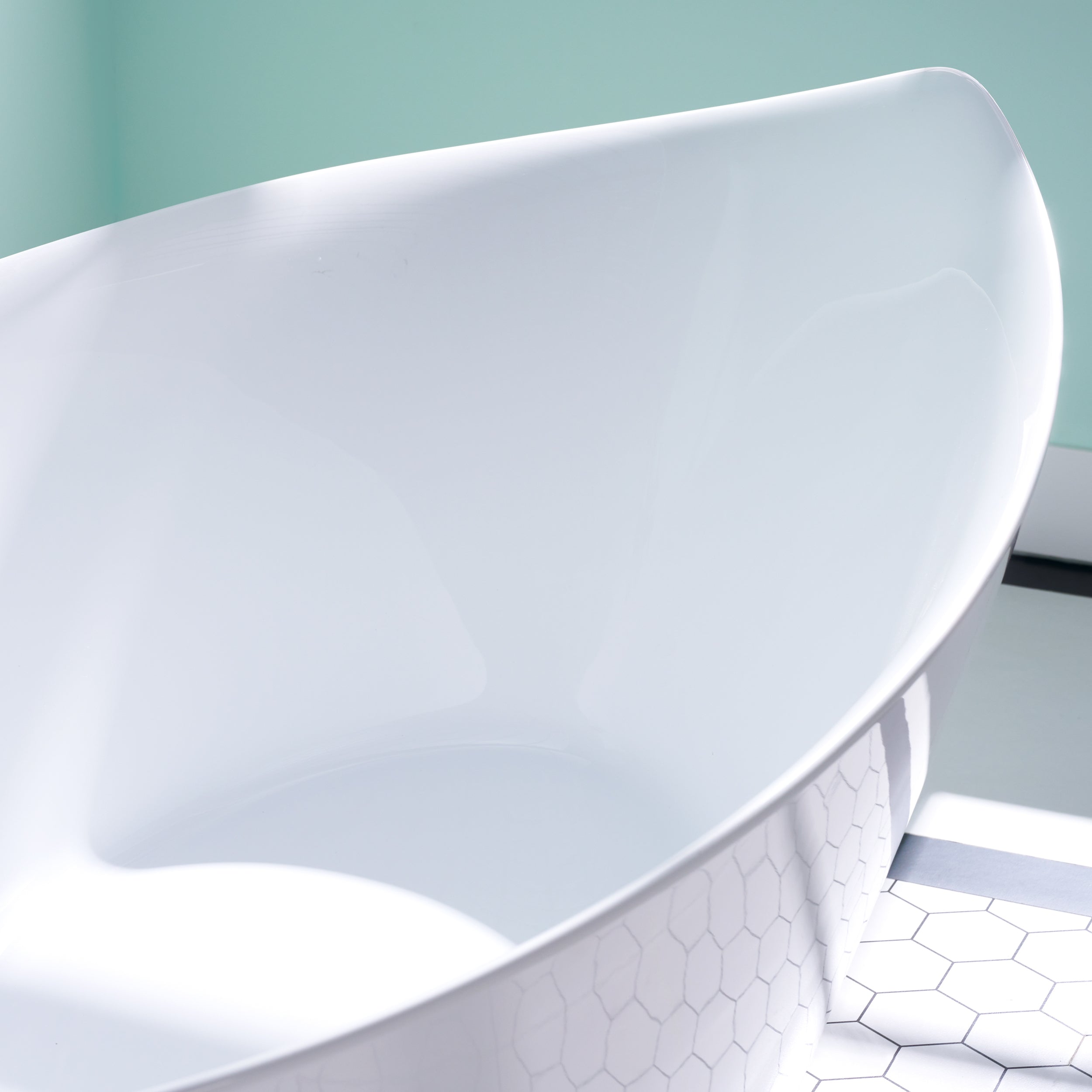 70" Freestanding Glossy White Acrylic Bathtub with Overflow and Drain