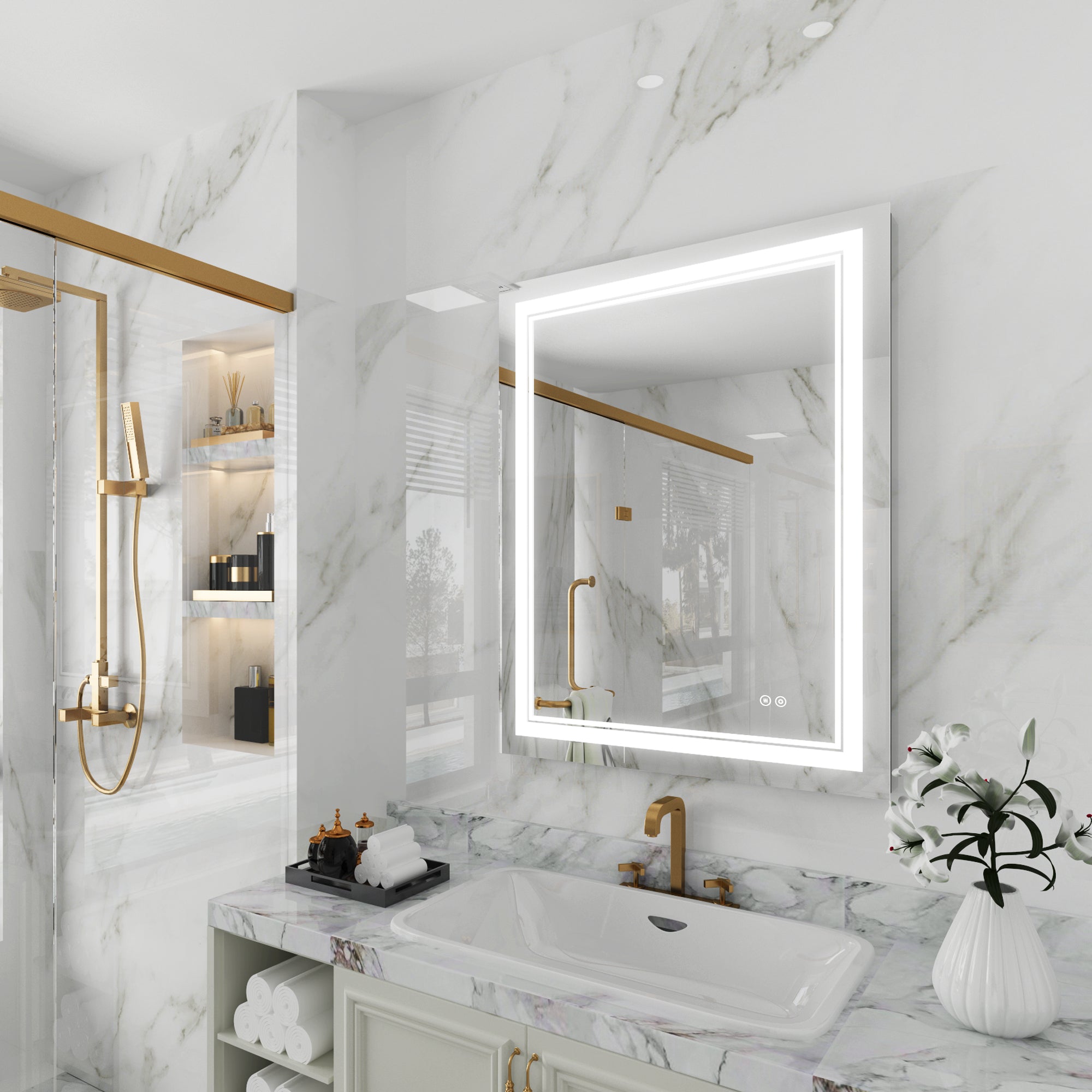 Anti-Fog LED Light Dimmable Bathroom Vanity Mirror