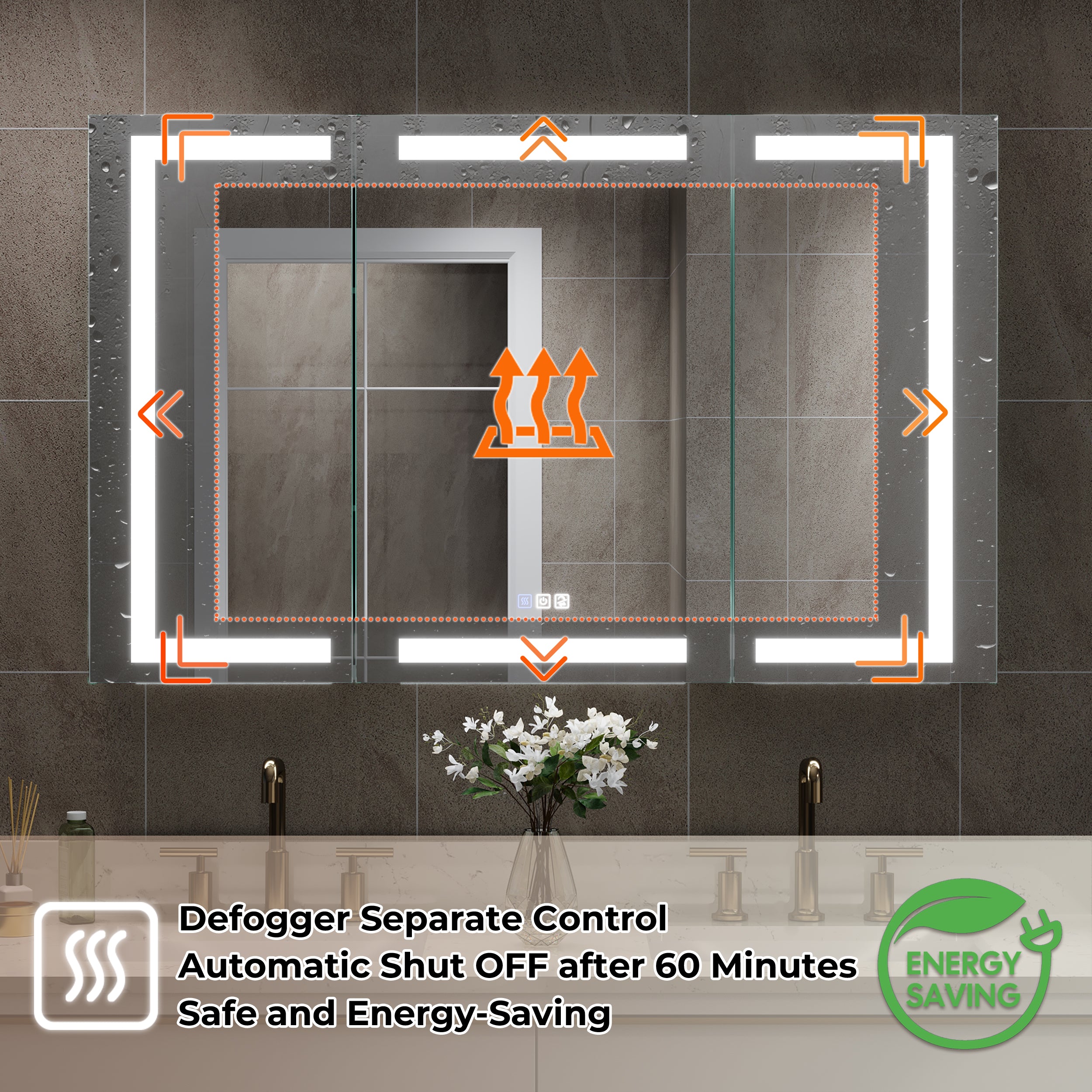 48 in. x 30 in. LED Lighted Surface/Recessed Mount Aluminum Mirror Medicine Cabinet Anti-Fog Dimmable with Outlet