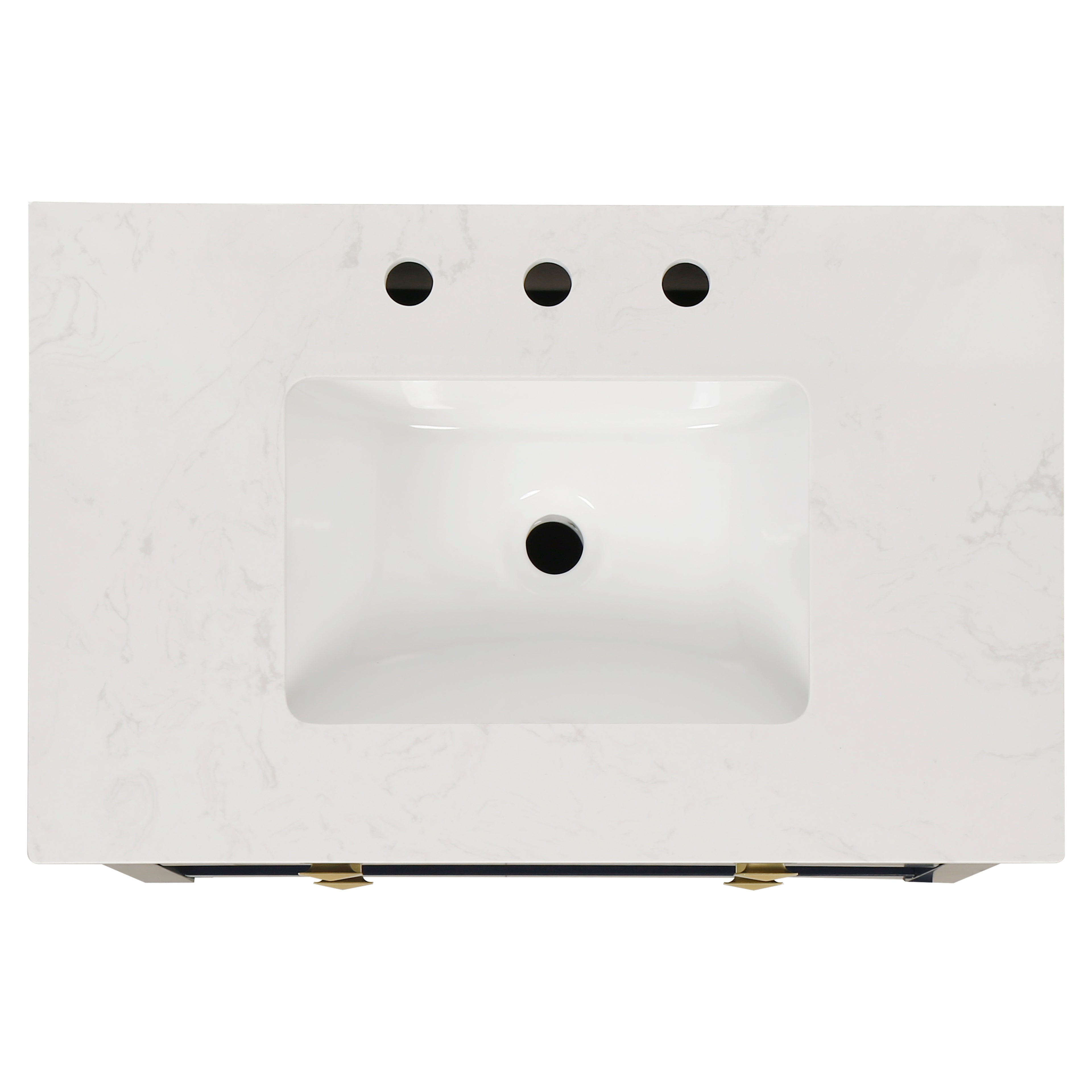 30" Undermount Single Sink Freestanding Bathroom Vanity with White Top in Navy Blue