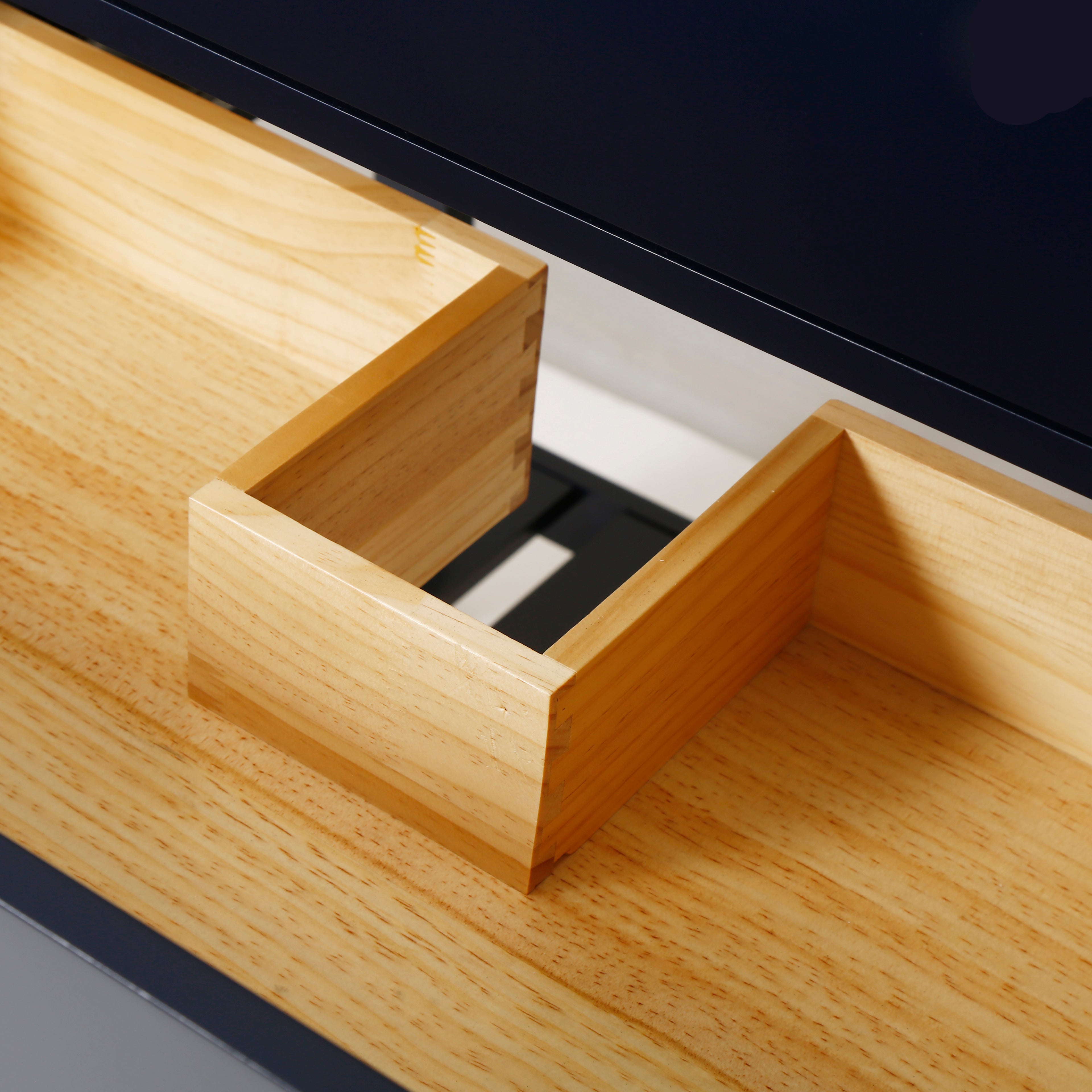 30" Undermount Single Sink Freestanding Bathroom Vanity with White Top in Navy Blue